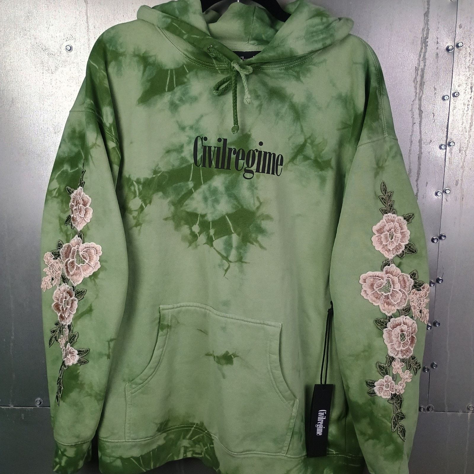 Civil Regime Tie Dye Floral Doily Pullover Hoodie Large