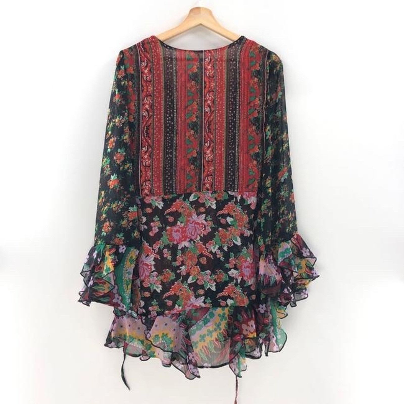 Free People Free People Magic Hour Sheer Floral Wrap Tunic Top Small Size S / US 4 / IT 40 - 4 Thumbnail
