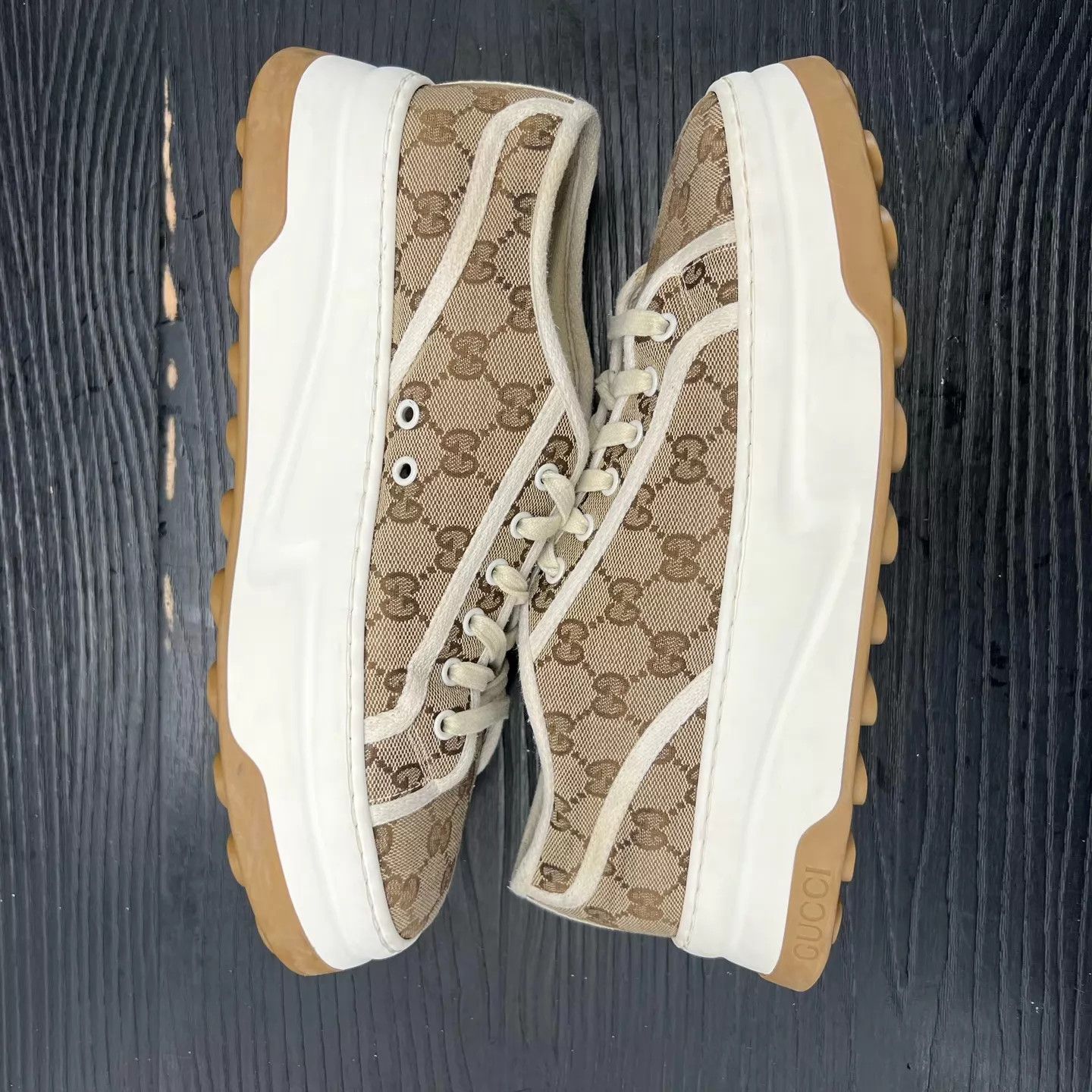 Gucci GUCCI Interlocking white & brown sneakers US9/EU43 Size US 9 / EU 42 - 3 Thumbnail