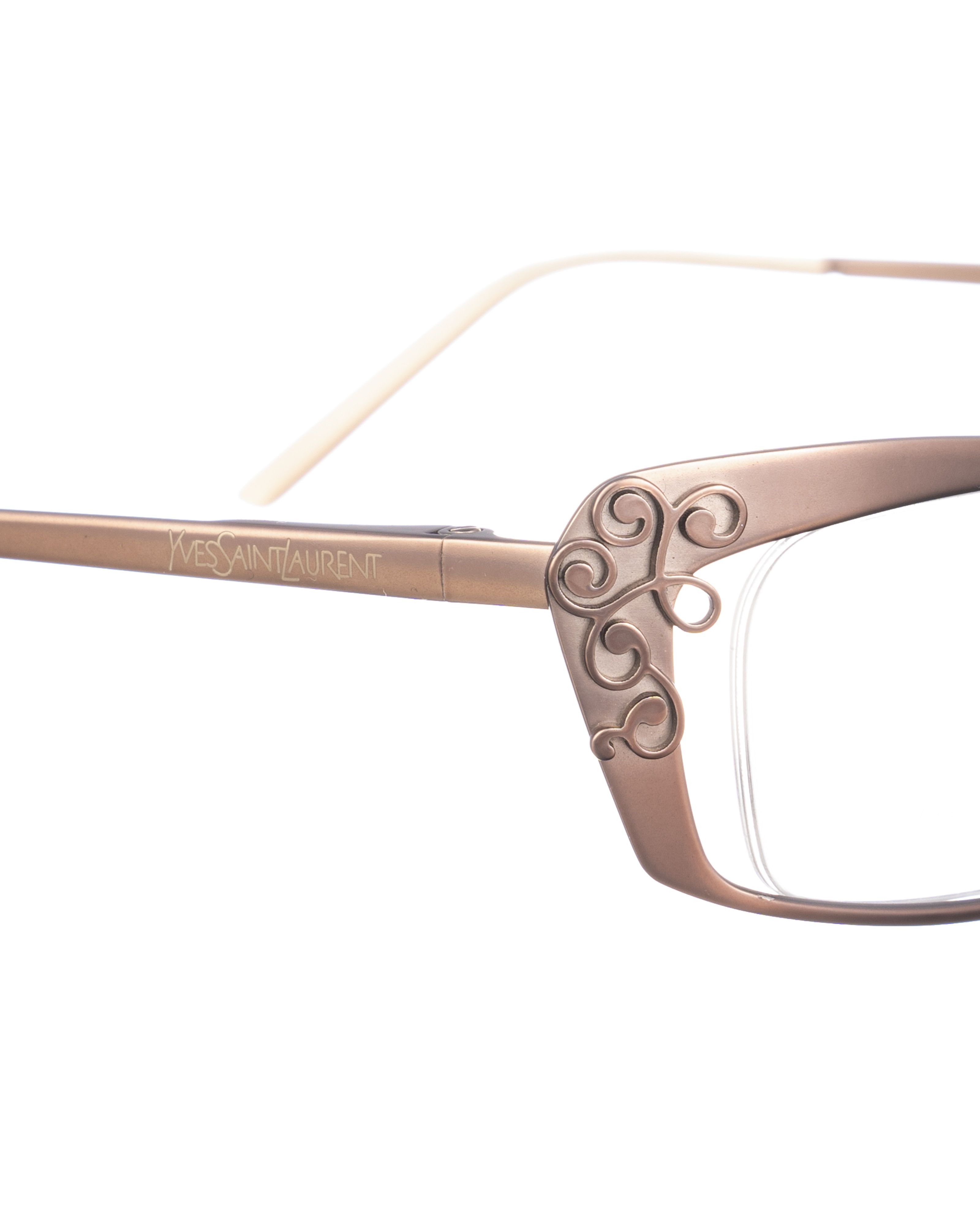 Yves Saint Laurent Yves Saint Laurent Dark Brown Glasses with Abstract Detail Size ONE SIZE - 3 Thumbnail