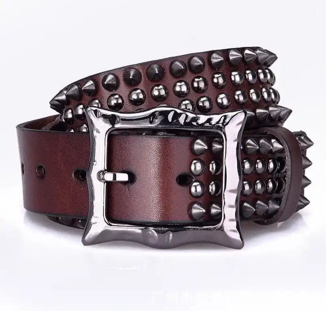 Japanese Brand × Vintage Men Genuine Leather Spike Rivet Studded Belt Size ONE SIZE - 3 Thumbnail