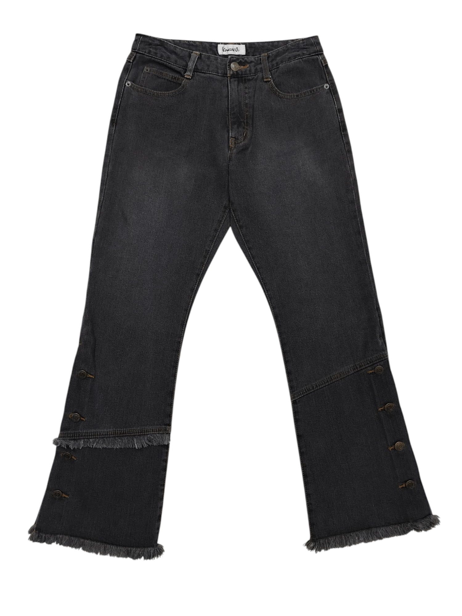 Kansai Yamamoto RARE 🇯🇵 Vtg Kansai O2 Raw Hem Flare Jeans Size 27" / US 4 / IT 40 - 1 Thumbnail