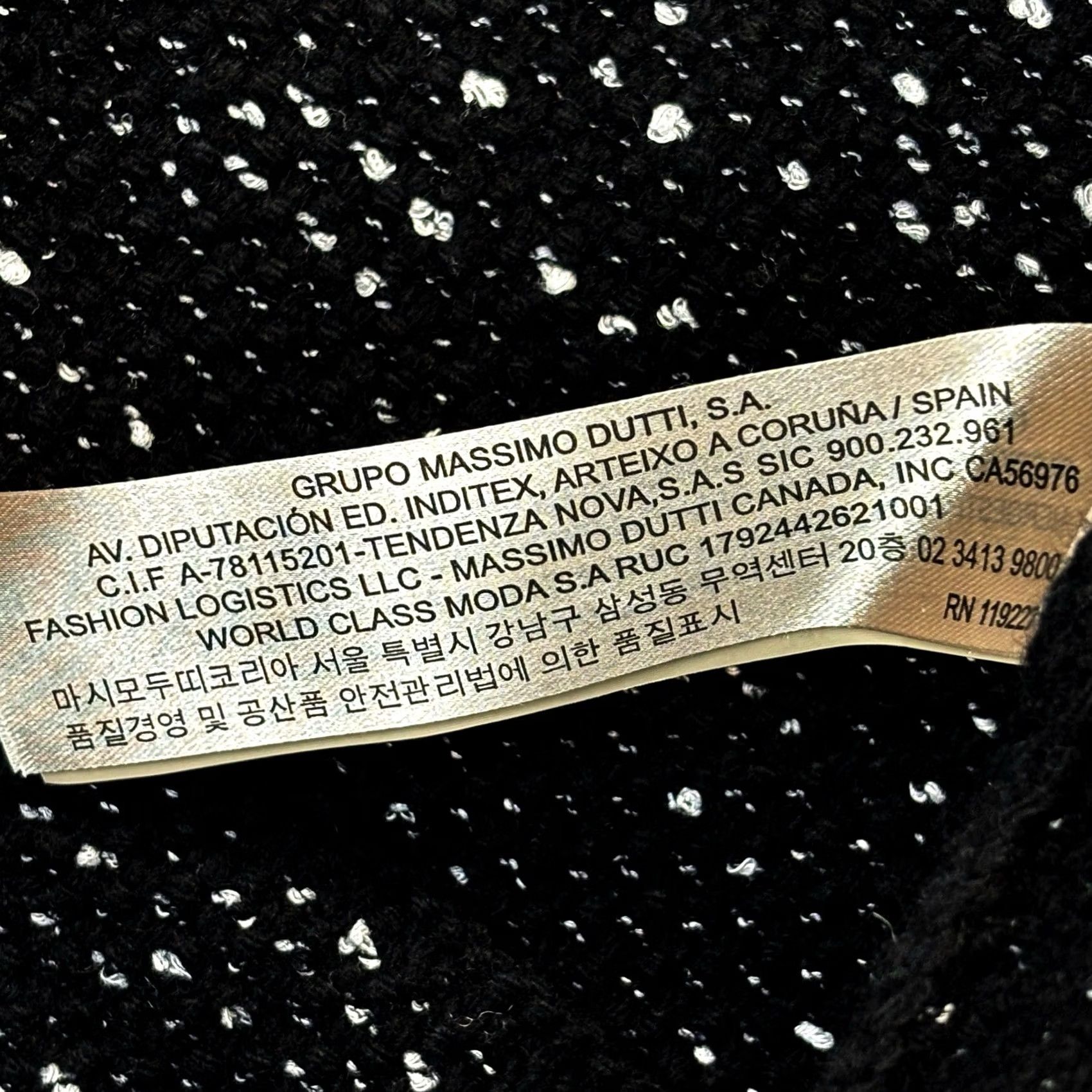 Massimo Dutti Massimo Dutti Jacket Women's Small Italian Yarn Knit Wool Cotton Polyamide Black White Open Front Long Sleeve VGC Size S / US 4 / IT 40 - 6 Thumbnail