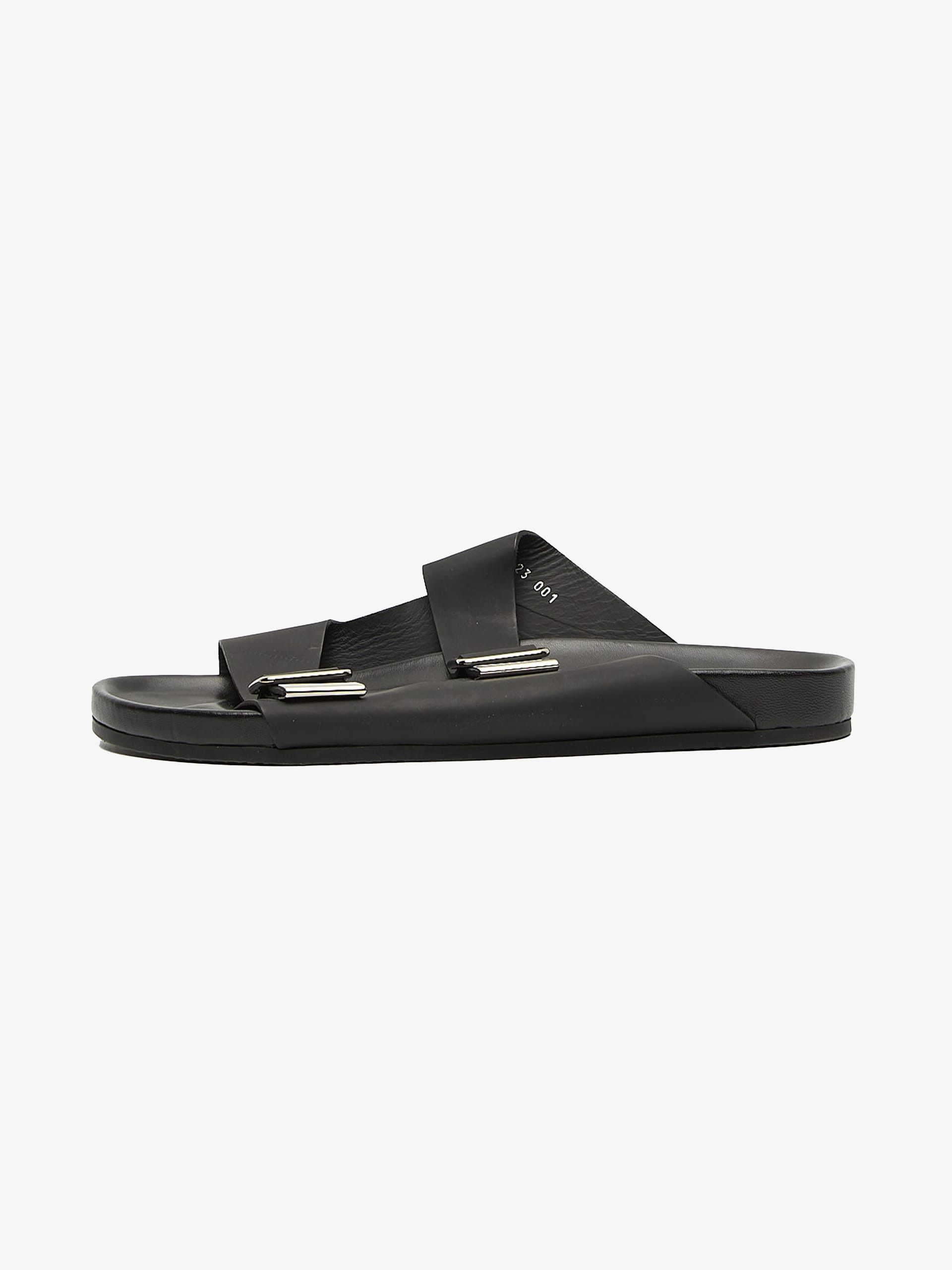 Black Matte Leather Sandals