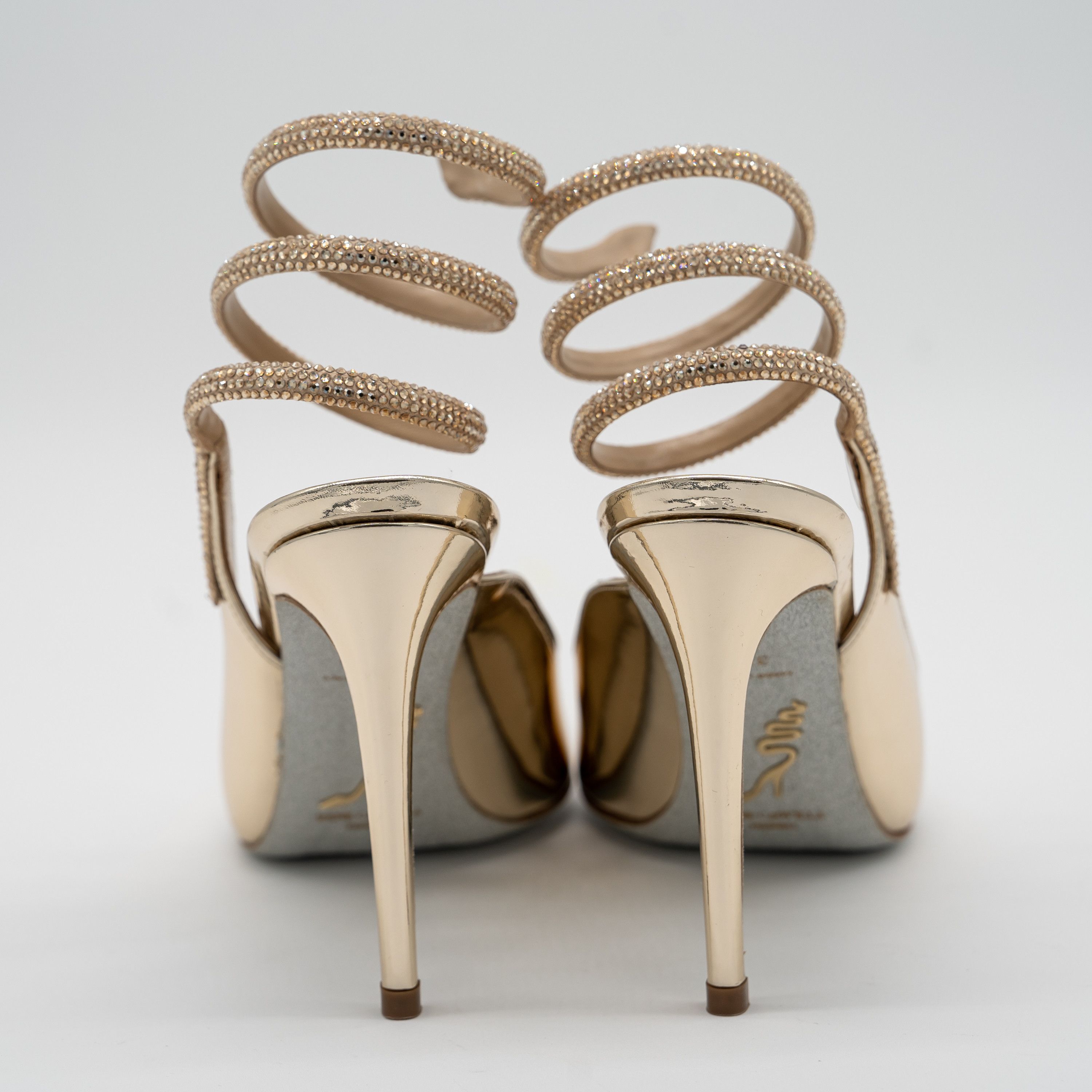 Rene Caovilla 37.5 Rene Caovilla Cleo Gold Sandals Heels 105 Leather Size US 7.5 / IT 37.5 - 4 Thumbnail