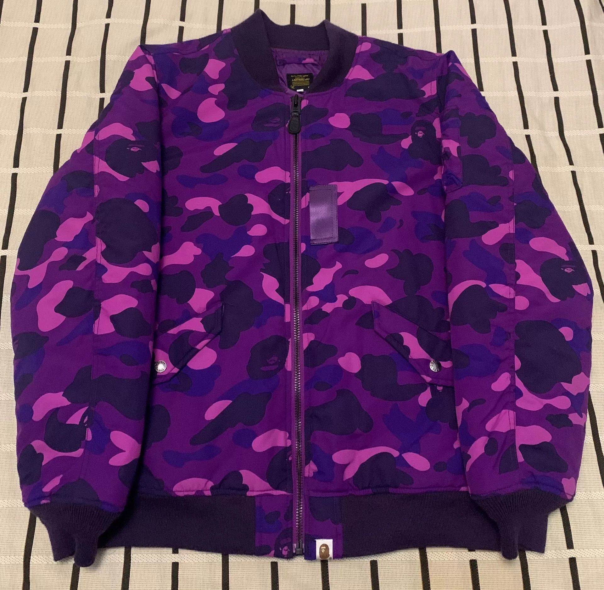 Bape Bape Wool Camo Purple Heavy Coat L Men Size US L / EU 52-54 / 3 - 1 Thumbnail