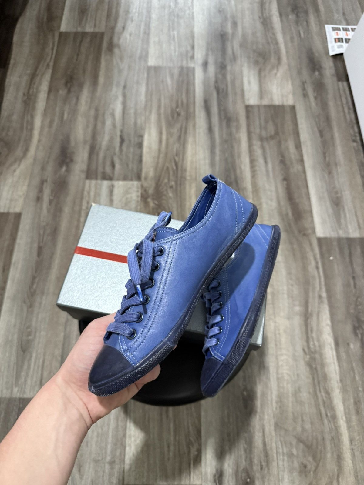 Prada NEW PRADA LEATHER SNEAKERS LOW-TOP BLUE RARE CHANGE COLOR Size US 8 / IT 38 - 6 Thumbnail