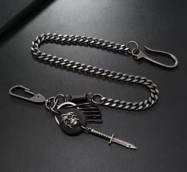 Other Black Skull & Dagger Chain Keychain | Gothic, Streetwear Size ONE SIZE - 3 Thumbnail
