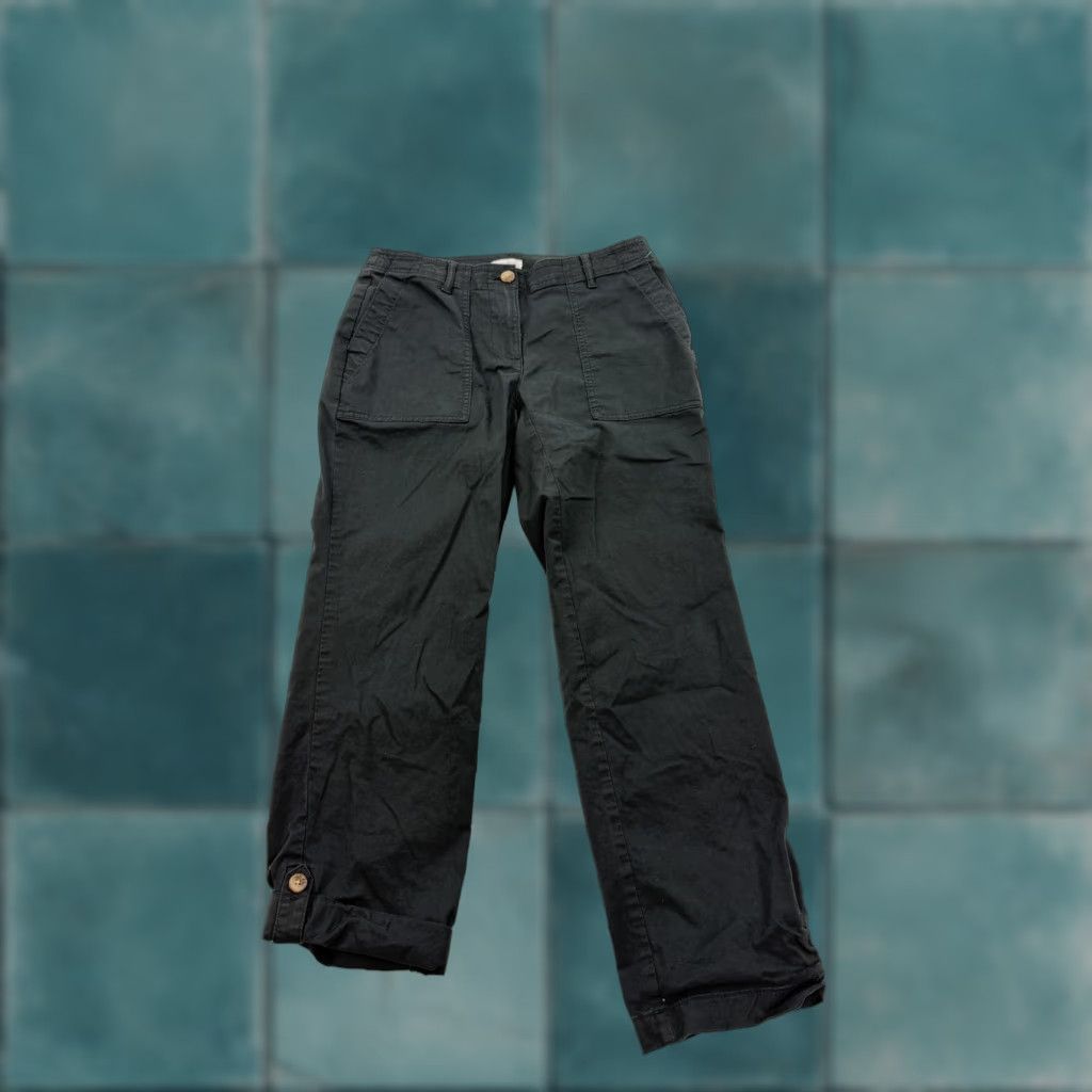 J. Jill J.Jill Pants Womens 4P Black Pima Cotton Crop Cuffed Straight Leg Twill Casual Size 27" / US 4 / IT 40 - 1 Thumbnail