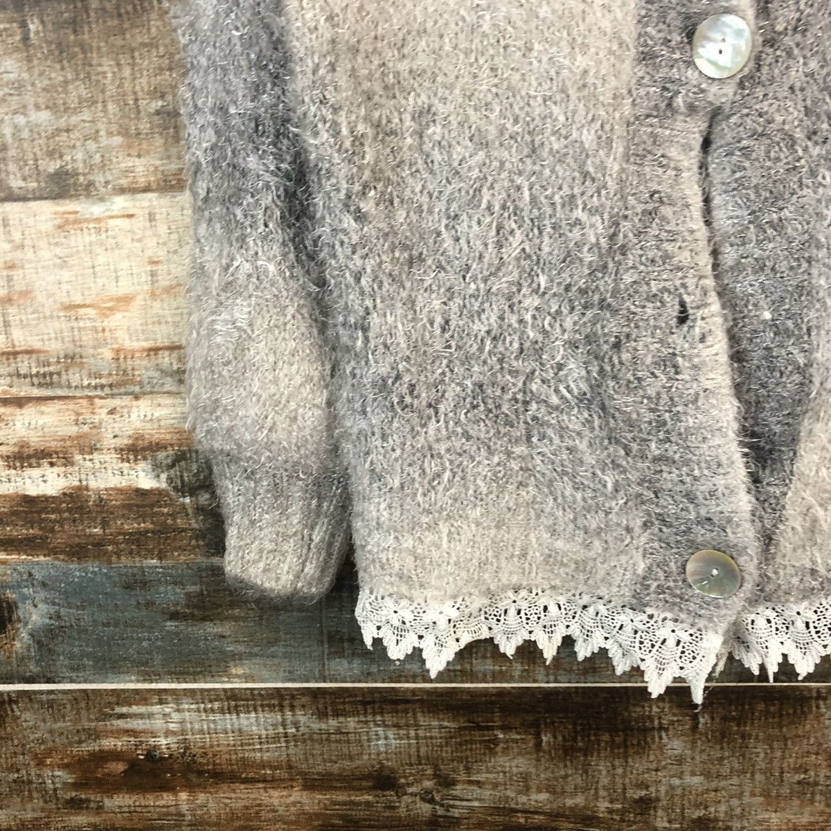Vintage DL Ciqueto Ikka Gray shaggy fur Cardigan Knitwear #C531 Size L / US 10 / IT 46 - 7 Thumbnail