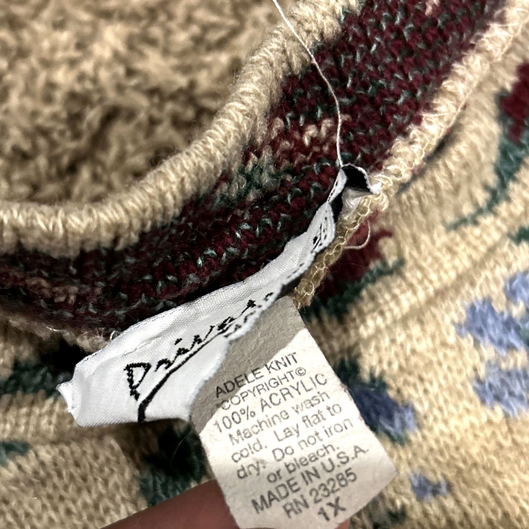 Vintage VINTAGE Private Eyes Sweater 1X Women Beige Floral Acrylic 1990s Winter Ladies Boys Girls Size XL / US 12-14 / IT 48-50 - 3 Thumbnail