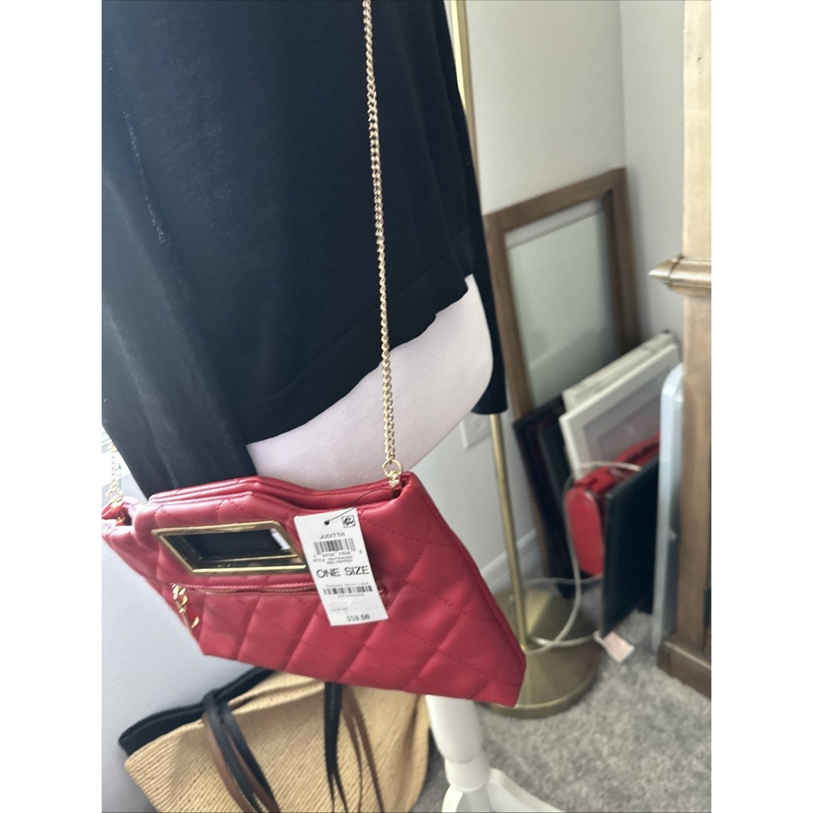 I.N.C INC Juditth Red quilted clutch shoulder bag NWT New $60 Size ONE SIZE - 3 Thumbnail
