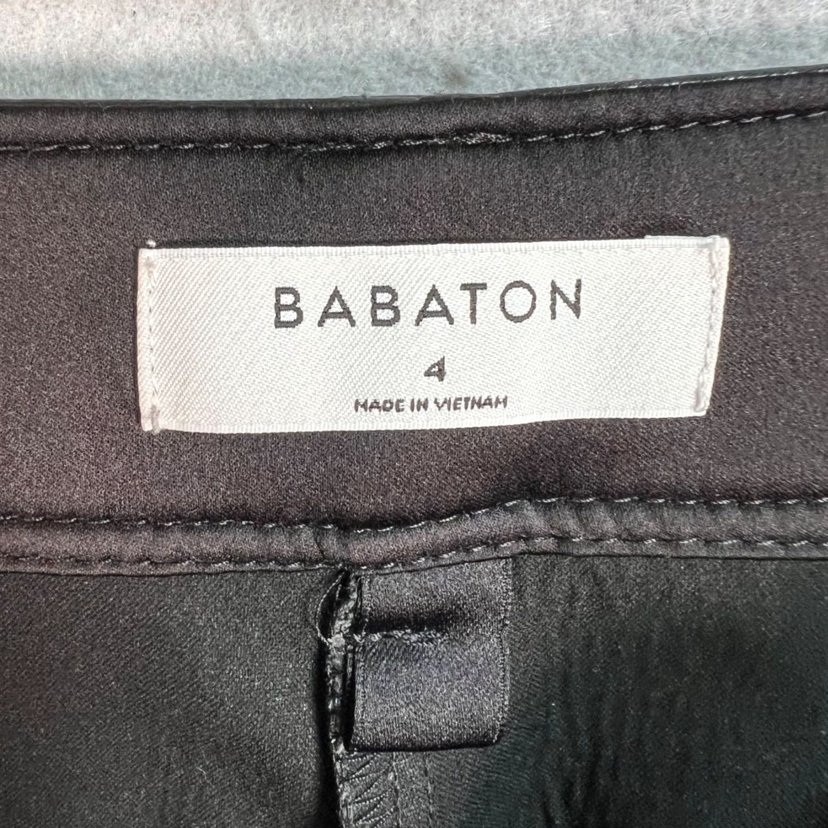 Vintage Babaton Black Faux Leather Tapered Leg Pants Womens Size 4, Dress Pants, Regular, 29 Inseam, Black, Pants, Babaton, Womens, Size 4 Size 27" / US 4 / IT 40 - 3 Thumbnail