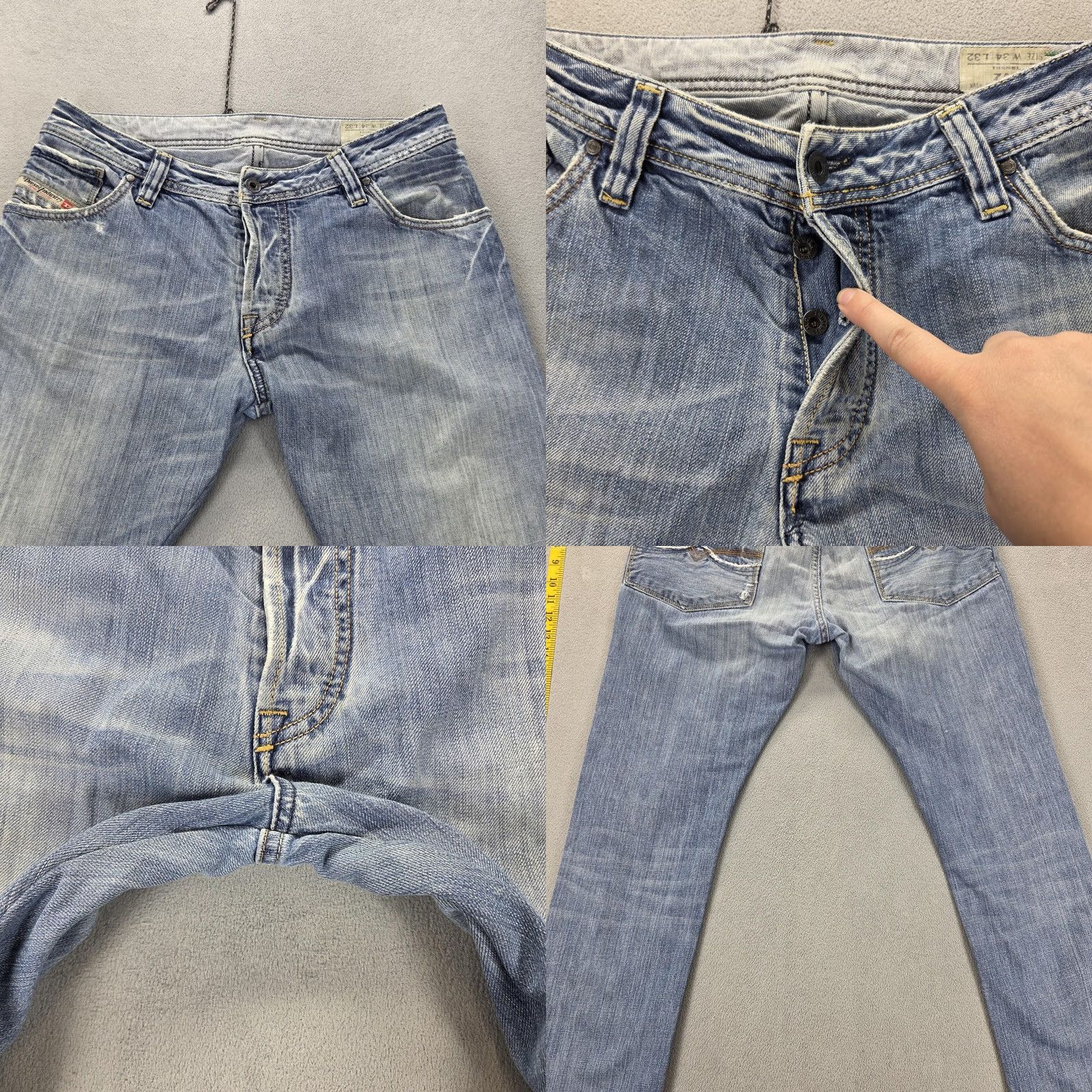 Diesel Diesel Jeans Mens Blue Light Wash Straight 30x28 Denim ZAF Italy Distressed Pockets Logo Regular Fit Vintage: No Gender: Mens Size US 30 / EU 46 - 9 Thumbnail