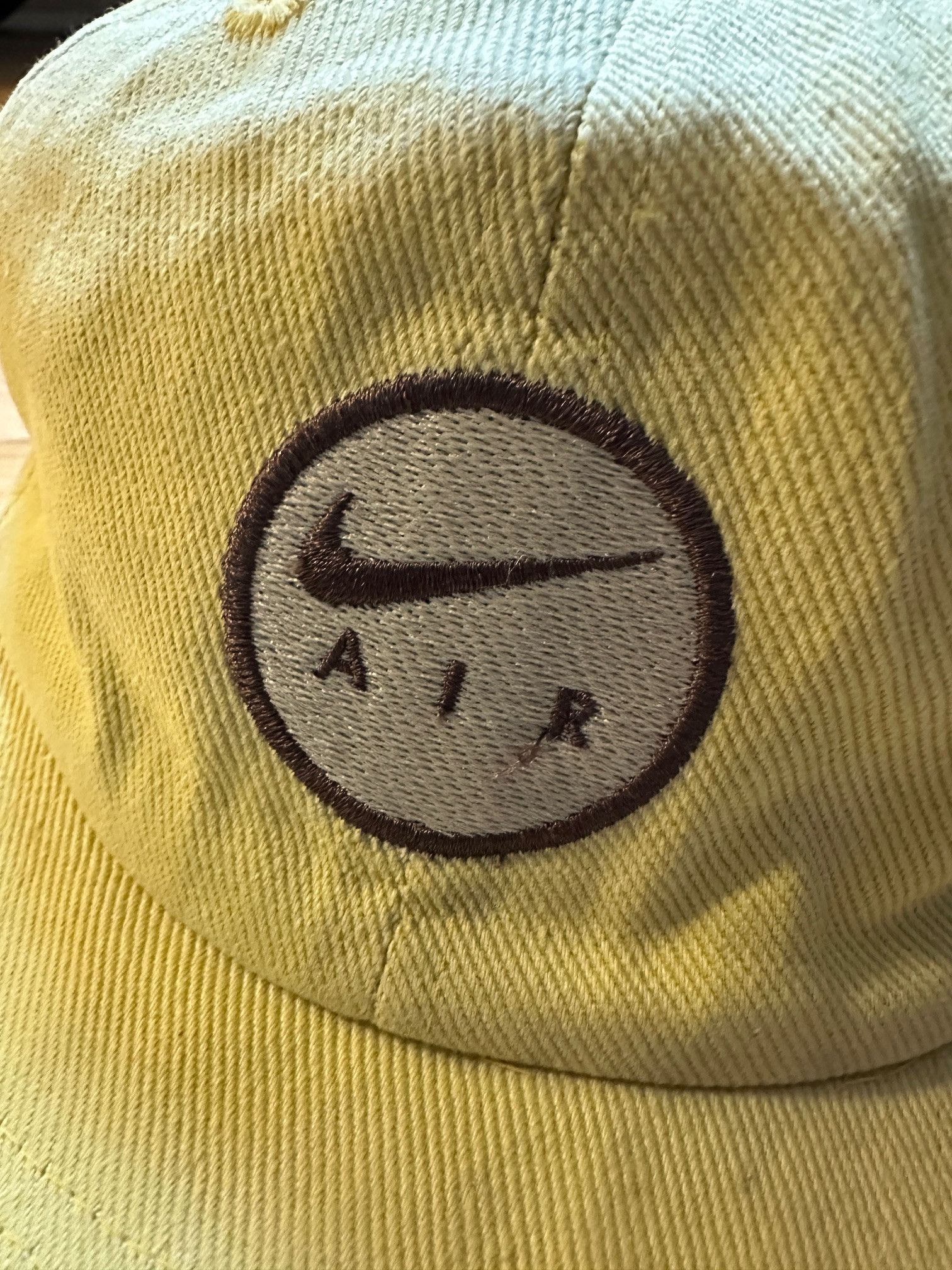 Nike Vintage Men's Nike Air Hat Yellow Rare Distressed Faded Size ONE SIZE - 2 Thumbnail