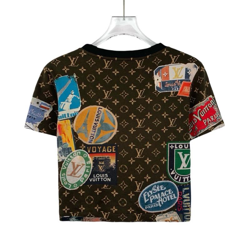 Louis Vuitton Louis Vuitton 24 brown logo full print cotton crewneck sho Size XS / US 0-2 / IT 36-38 - 2 Thumbnail