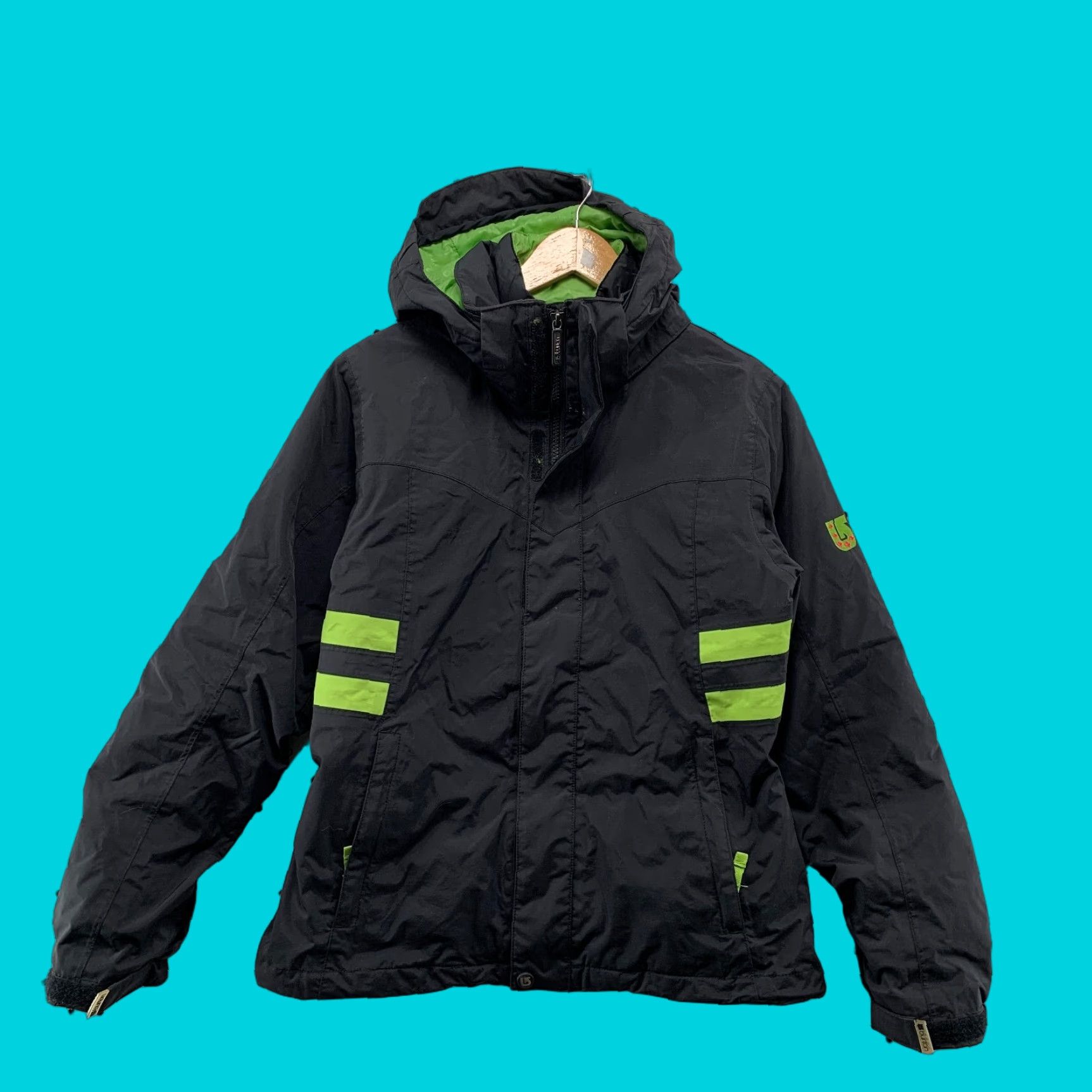 Burton Ski Jacket Womens Small Black Green 3 In 1 Removable Liner Snow 20x25