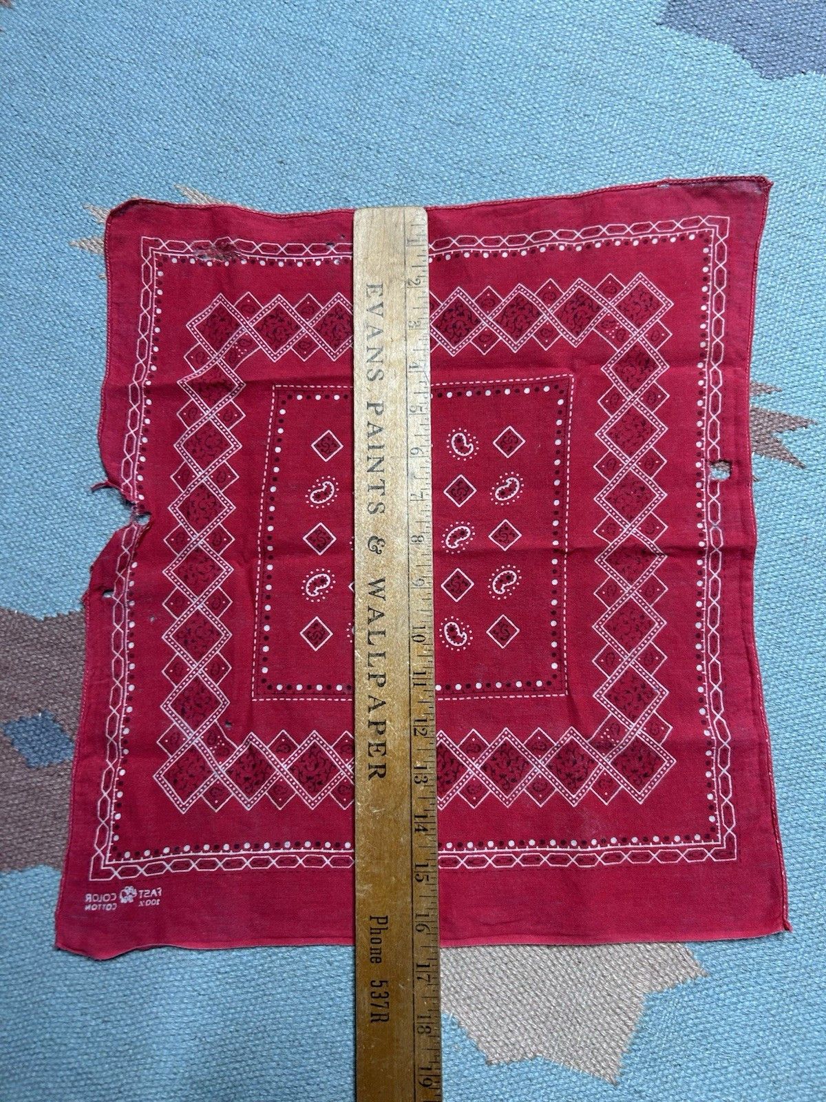 Vintage Vintage 1950s elephant bandana trunk up worn red selvedge Size ONE SIZE - 9 Thumbnail
