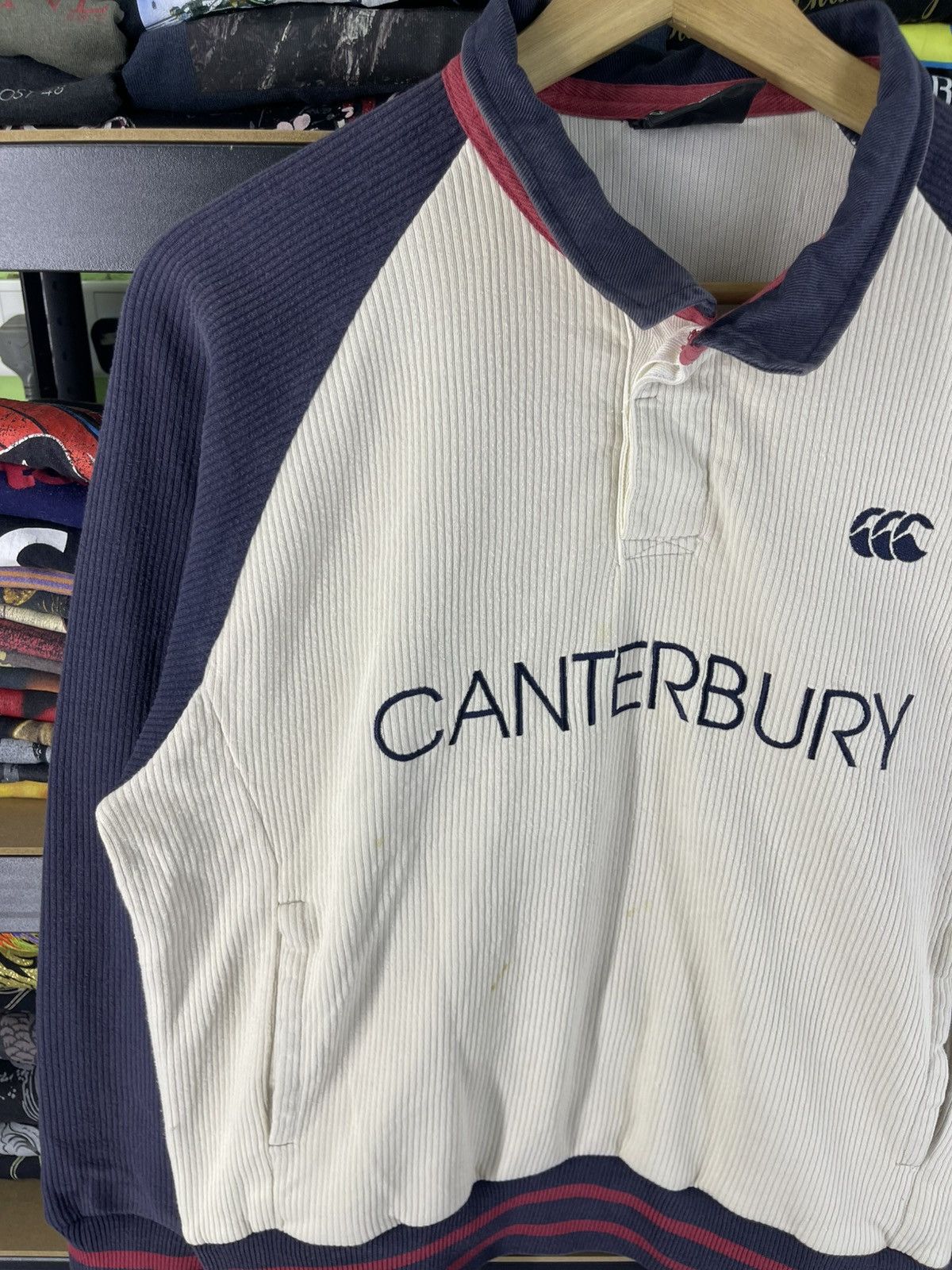 Canterbury of New Zealand Vintage 90's Canterbury Rugby Corduroy Red Trim Sweatshirt Size US M / EU 48-50 / 2 - 6 Thumbnail