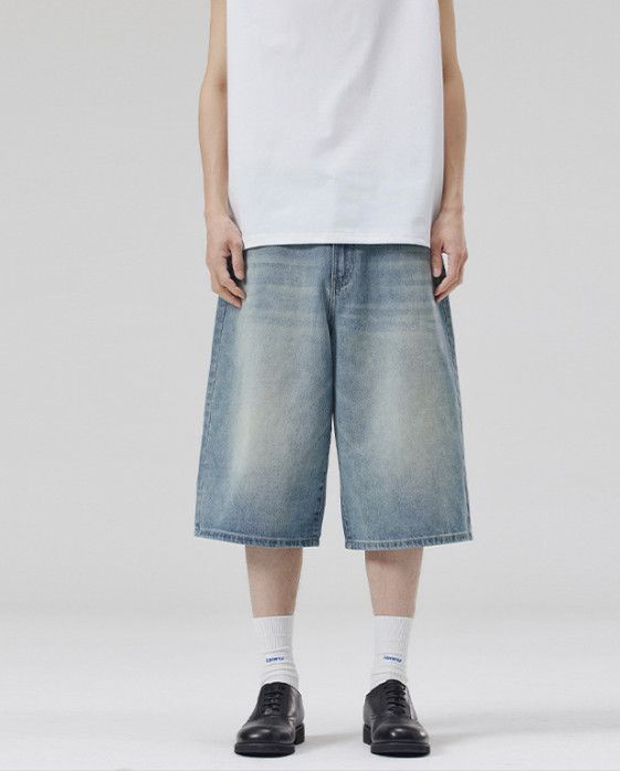 Jean Men's Retro Straight Loose American Baggy Denim Shorts Size US 32 / EU 48 - 1 Thumbnail
