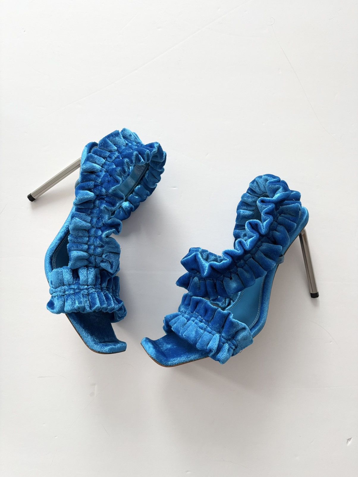 Off-White Off White Allen Curtain velvet ruffle sandals Size US 6 / IT 36 - 1 Thumbnail