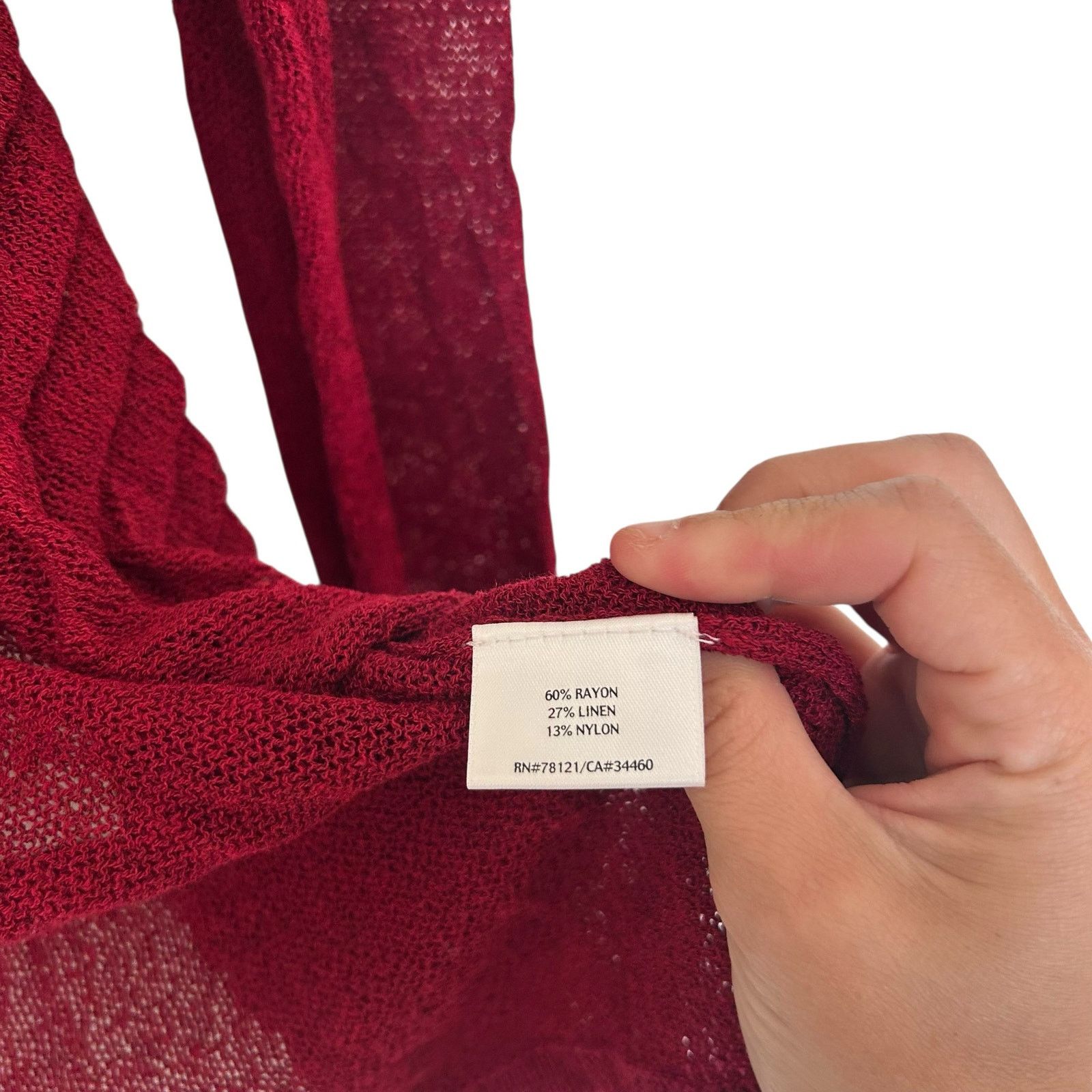 Eileen Fisher Eileen Fisher Red Rayon Linen Blend Ruffle Cardigan Sz XS Size XS / US 0-2 / IT 36-38 - 3 Thumbnail