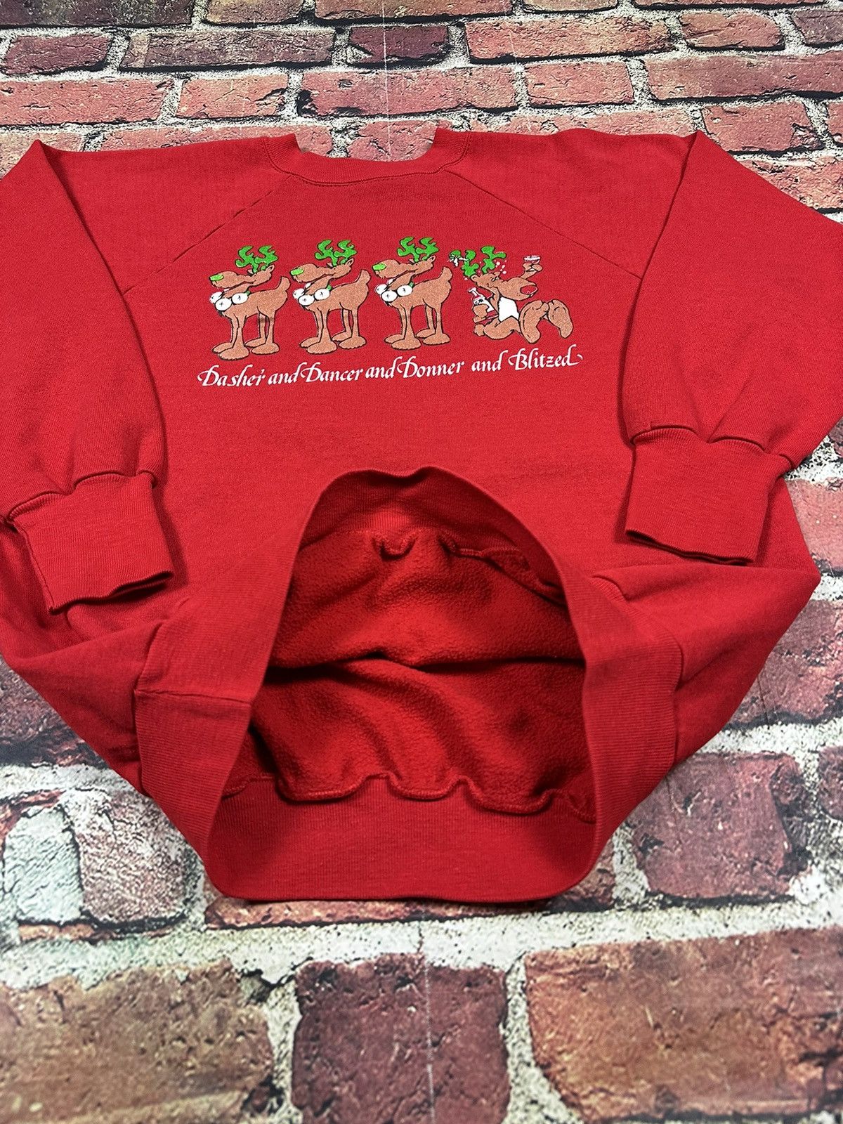 Vintage Vintage Reindeer Dasher Blitzed Drunk Christmas Sweatshirt Size US L / EU 52-54 / 3 - 6 Thumbnail