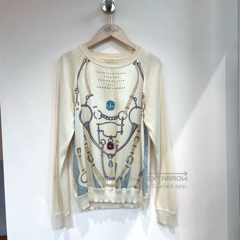 Hermes Hermes Chain print goat hair and silk blended knitted long Size XXS / US 00 / IT 34 - 1 Thumbnail