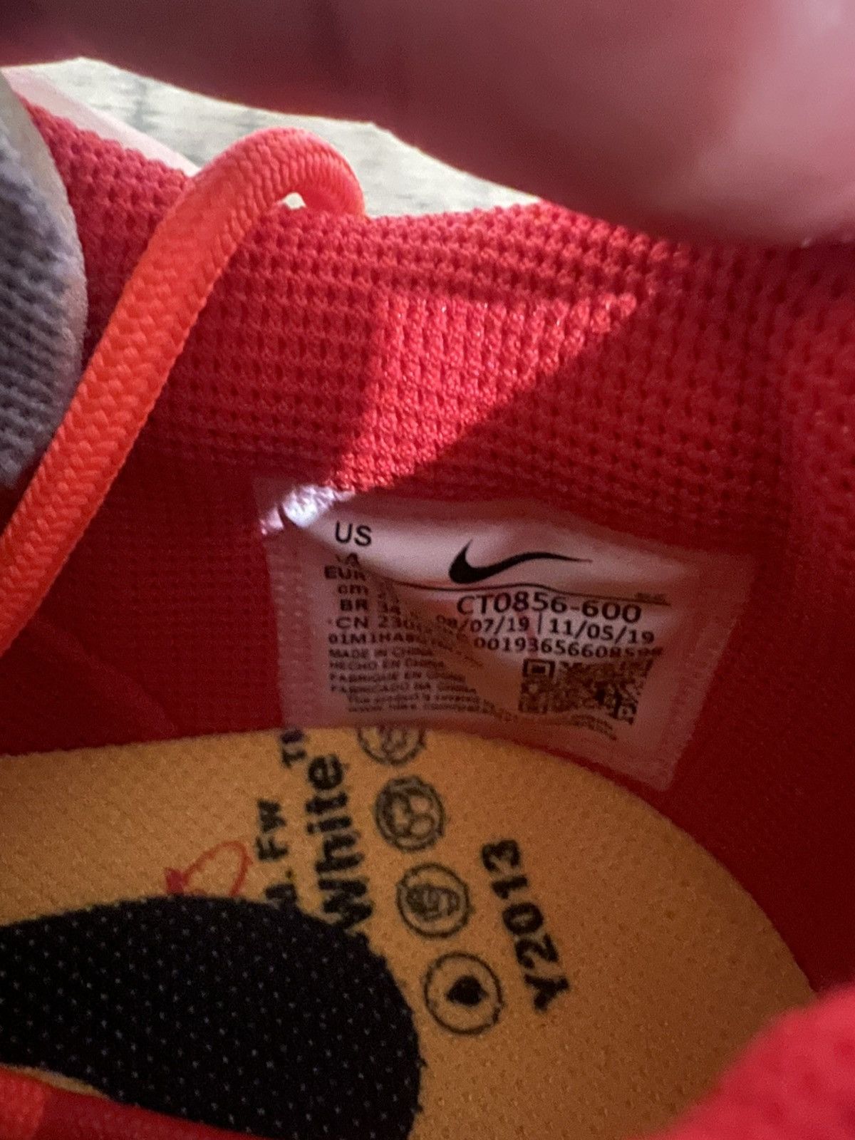 Nike × Off-White Off White Nike Dunk Low University Red Sz 4 2019 CT0856-600 Size US 5 / EU 37 - 7 Thumbnail