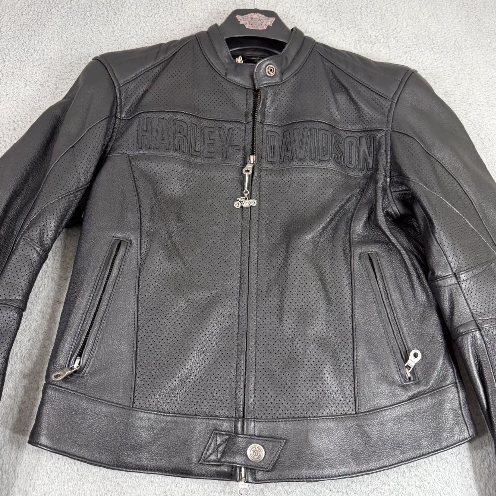 Harley Davidson VINTAGE Harley-Davidson Vented Leather Jacket Black Women’s Size Medium 90s Motorcycle Jacket Pockets Full Zip Womens Size M / US 6-8 / IT 42-44 - 2 Thumbnail