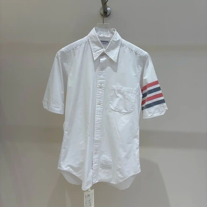 Thom Browne Thom Browne Men's Short Sleeve Striped Shirt 0089 Size US S / EU 44-46 / 1 - 1 Thumbnail