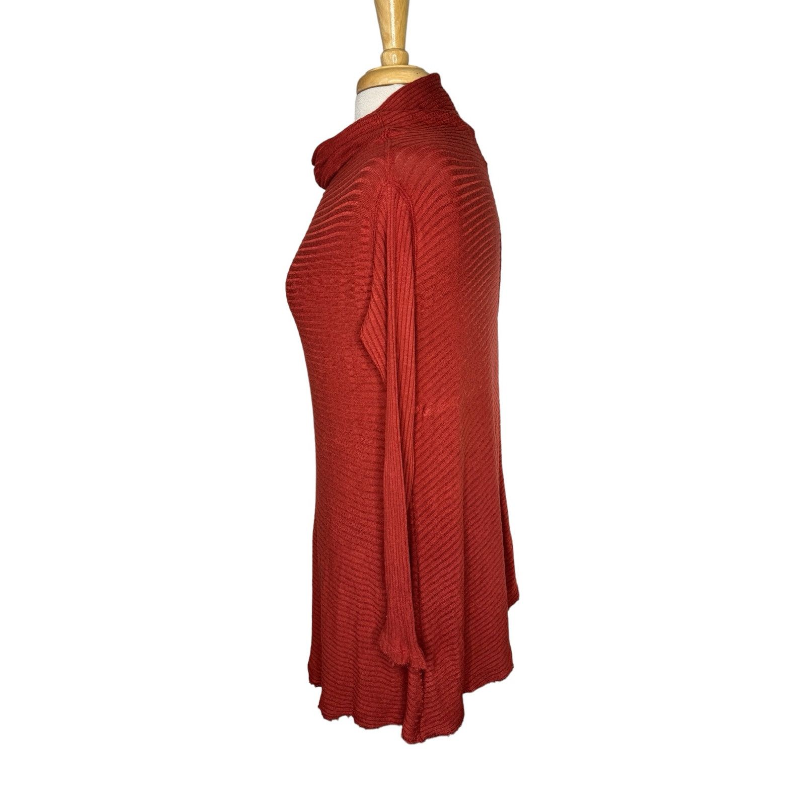 Free People WE THE FREE People Lover Rib Orange Split Mock Top Small Size S / US 4 / IT 40 - 2 Thumbnail