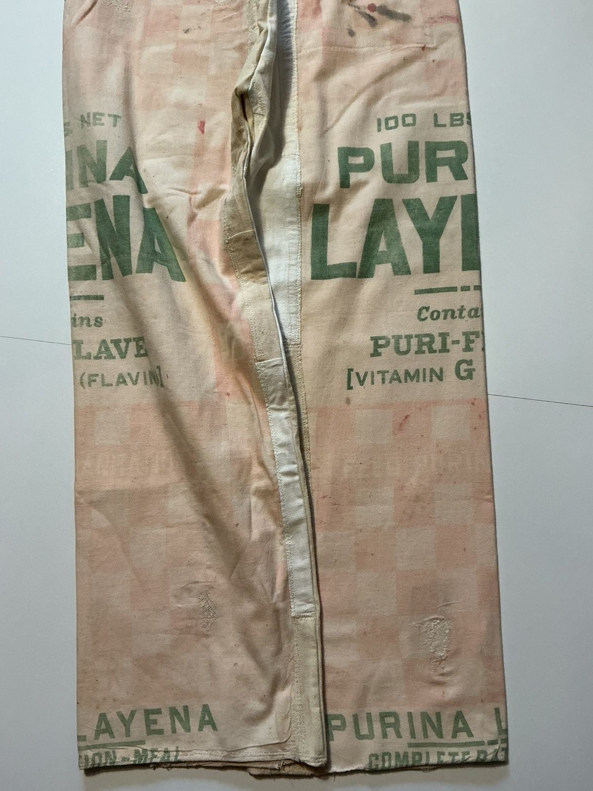 Vintage Vintage Purina Layena Feed Sack Patchwork OOAK Canvas Pants Size US 30 / EU 46 - 8 Thumbnail