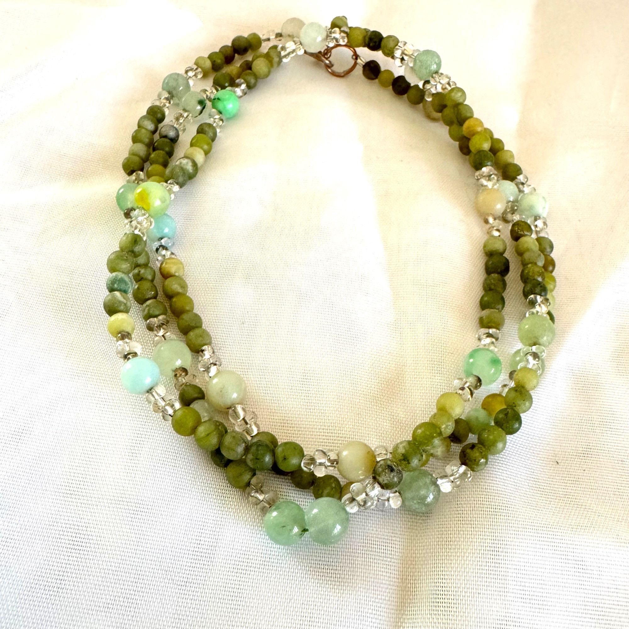 Vintage Sterling Silver 925 Multi-Gemstone Jade Quartz Crystal Facet Size ONE SIZE - 5 Thumbnail