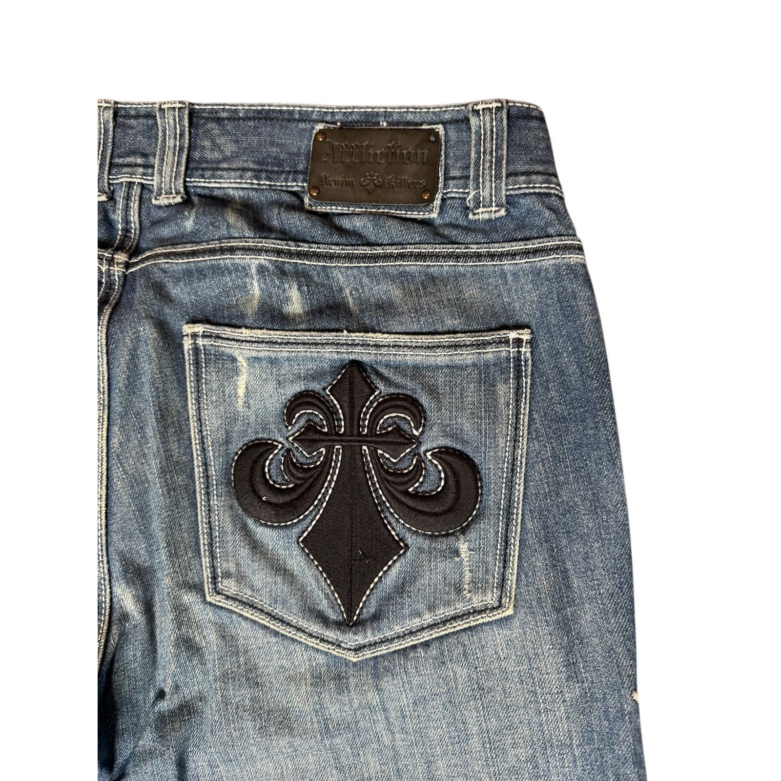 Affliction × Vintage Vintage Y2k Affliction Distressed Grunge Goth Jeans 36x34 Size US 36 / EU 52 - 5 Thumbnail