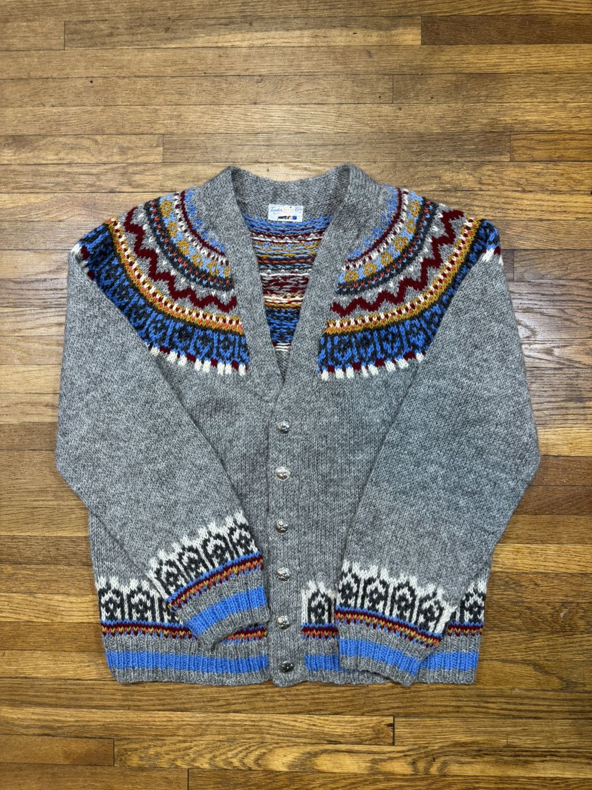 Vintage Vintage Hand Knit Cardigan Sweater Size L / US 10 / IT 46 - 1 Thumbnail