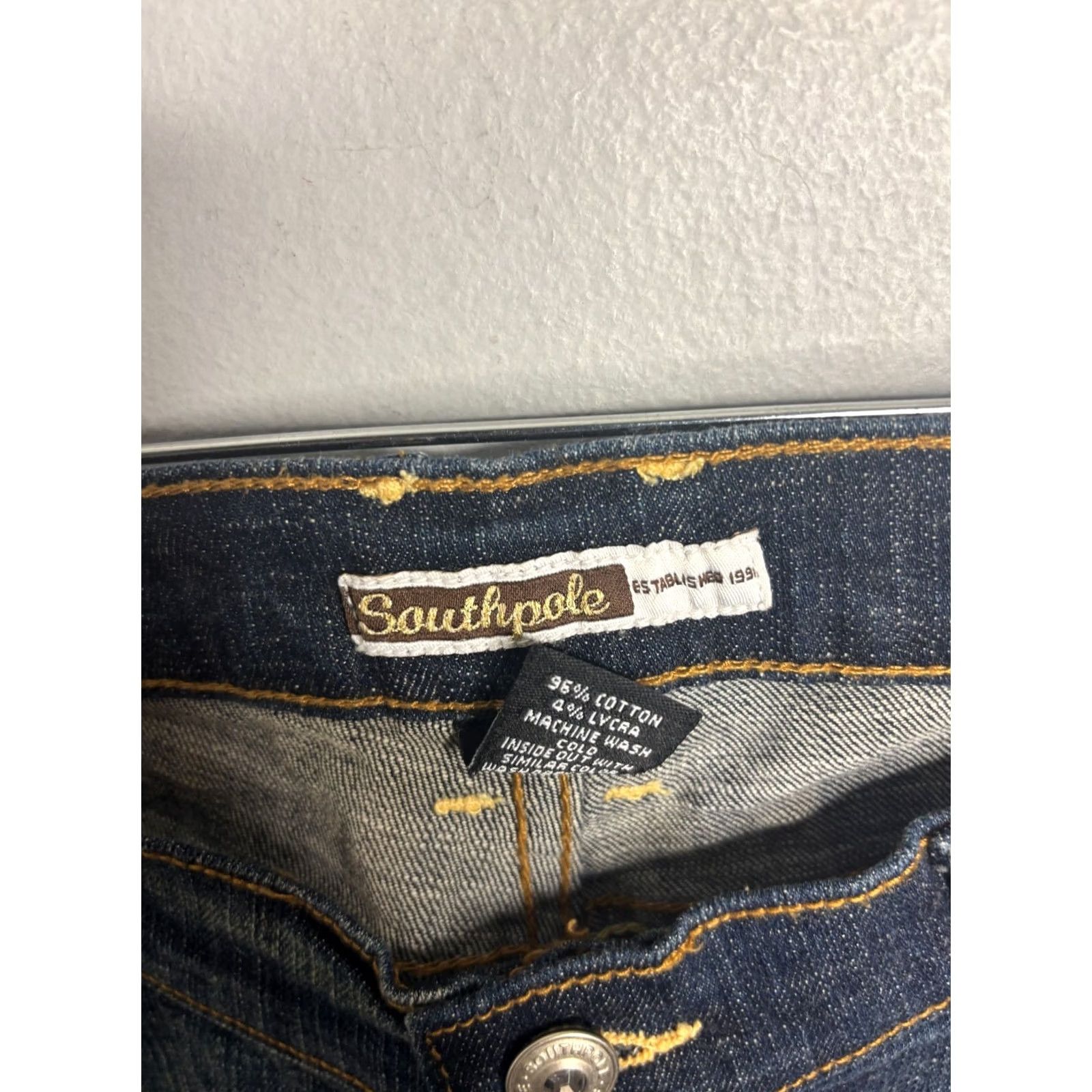 Southpole Southpole Jeans Womens Size 11 Denim Low Rise Flare Stretch 90s Logo Hip Hop Baggy Blue Reach for Jeans 3694 Size 32" / US 10 / IT 46 - 3 Thumbnail