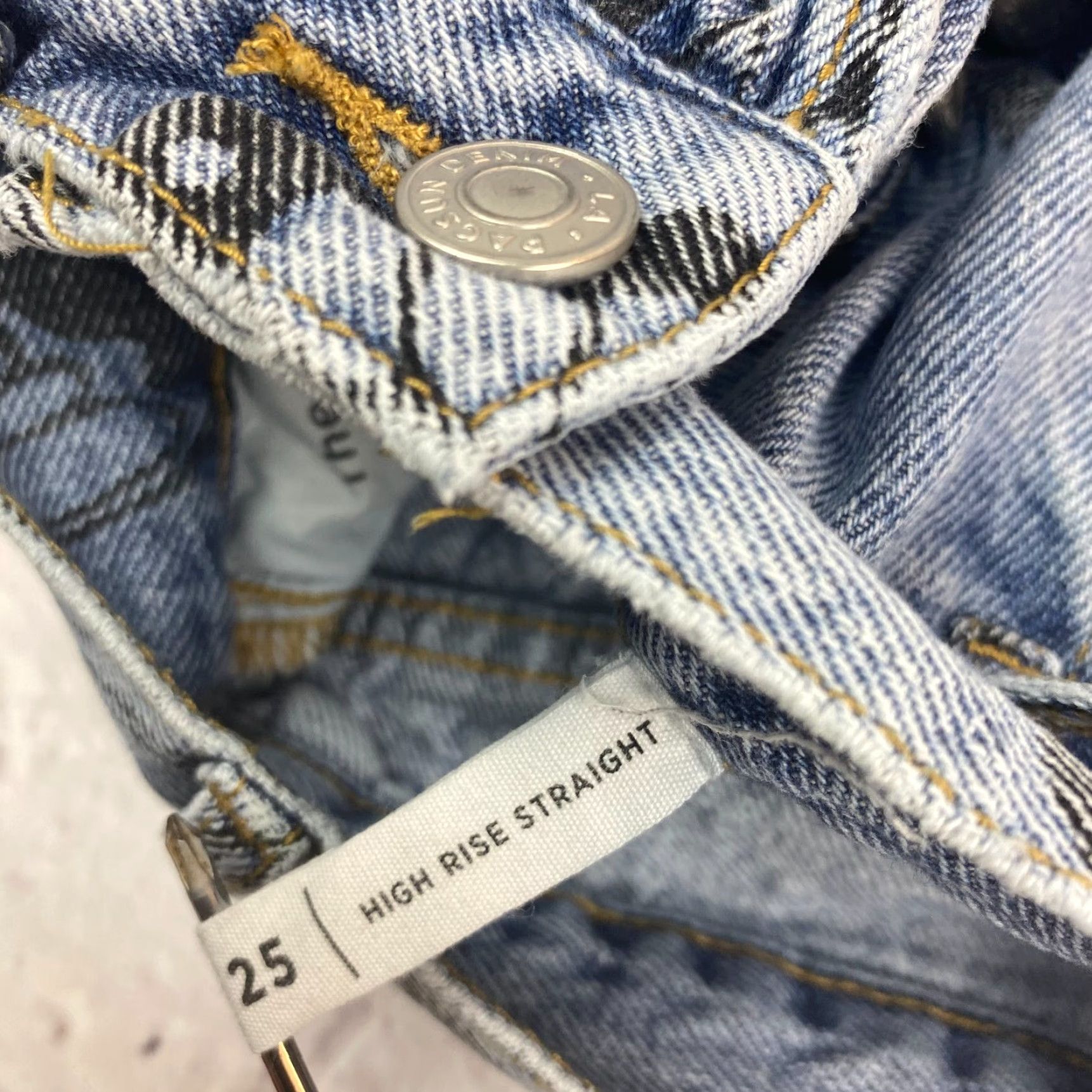 Pacsun PacSun Womens High Rise Straight Jeans Size 25 Blue Butterfly Print Ankle Raw Hem PacSun Jeans 5-Pocket Design Bagged Hem Mens Womens Size 42" / US 20 - 7 Thumbnail