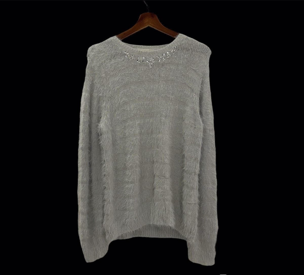 image of Aran Isles Knitwear Shoo La Rue Mohair Jumper Vintage Knitwear in Soft Blue, Women's (Size Medium)