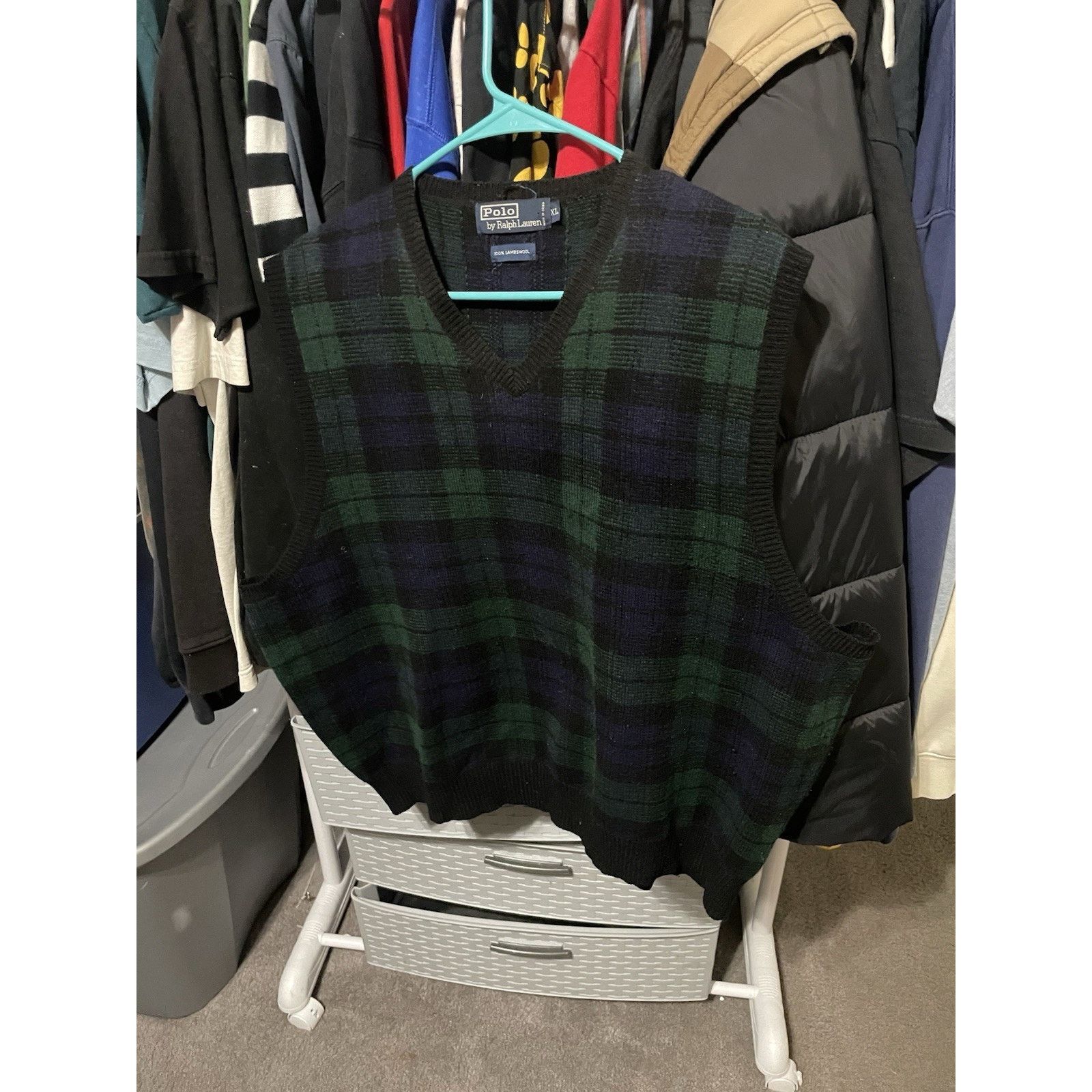 Polo Ralph Lauren Size XL-VTG Polo By Ralph Lauren 100% Lambswool Green Vest Size US XL / EU 56 / 4 - 1 Thumbnail
