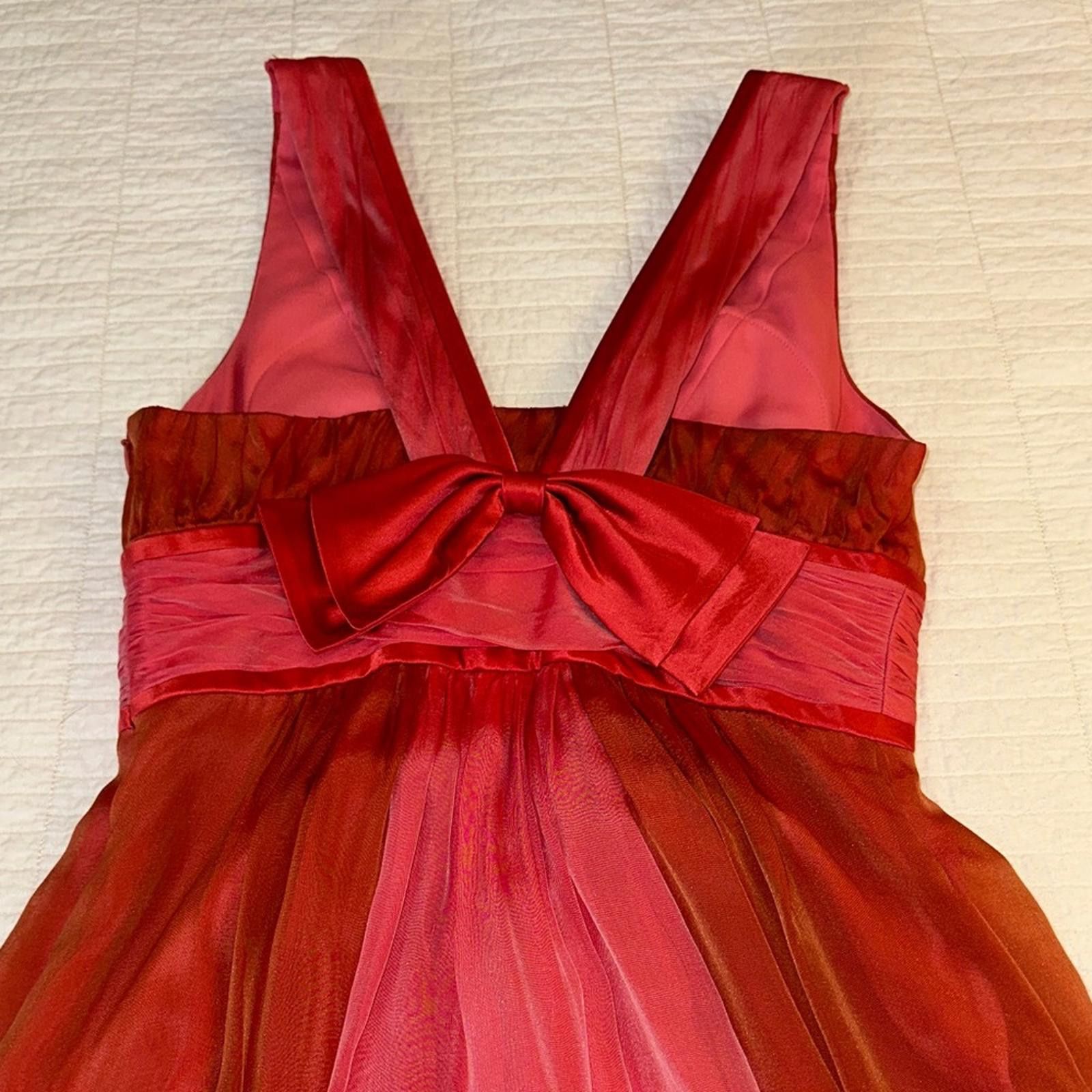 Other Kay Unger size 8 100% Silk Coral Gown Rear Bow Imperfections Size M / US 6-8 / IT 42-44 - 5 Thumbnail