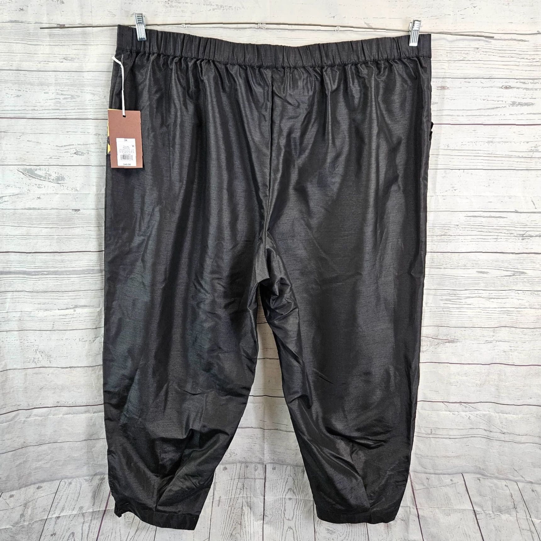 Vintage Kika Vargas Womens Pants Sz 3X Scallop Edge Pocket Tapered Solid Black Pull On Size 40" / US 18 - 5 Thumbnail