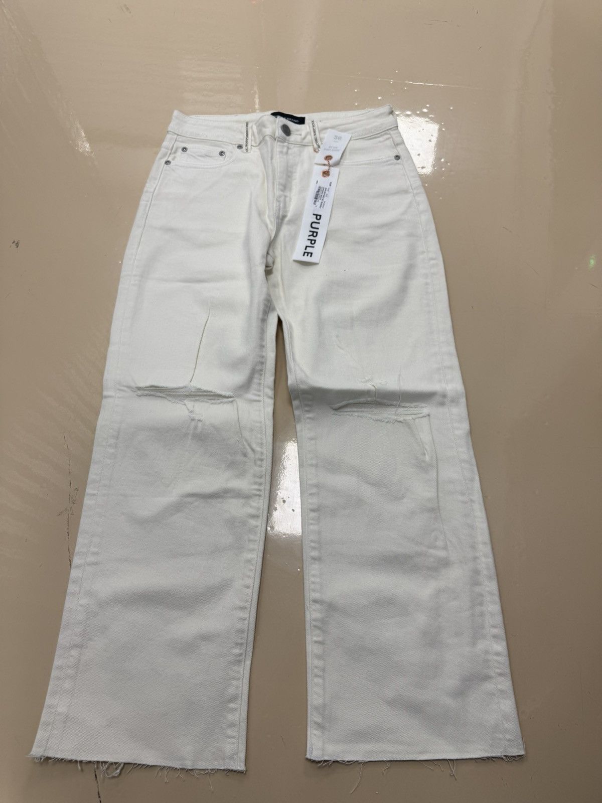 Purple Brand Slim Crop White Jeans