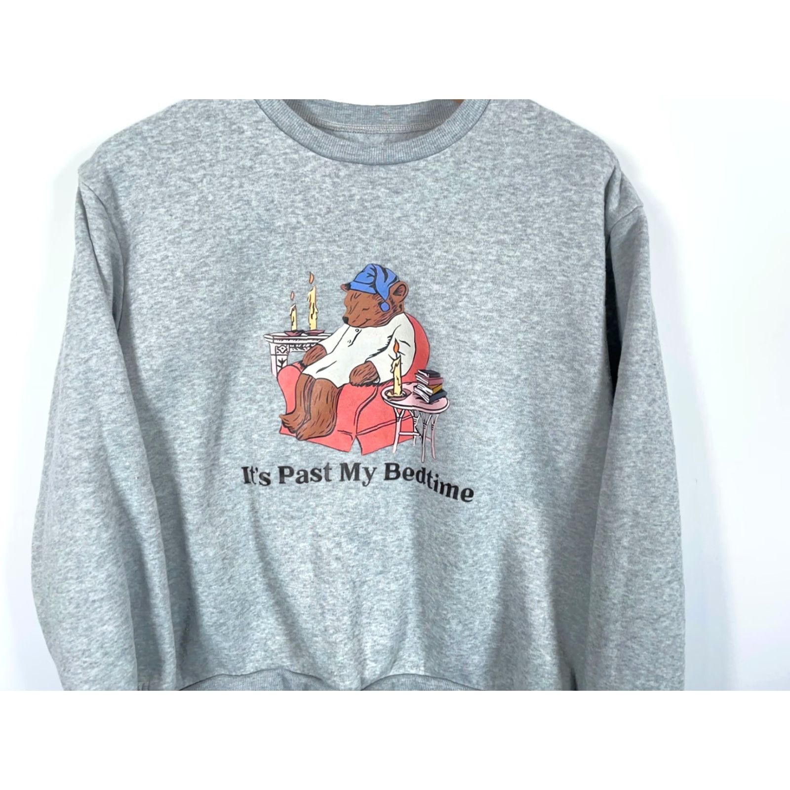 Vintage Sleepy Bear Tea Sweatshirt Adult Large Heather Gray Crewneck Past My Bedtime Mens Pullover Sweatshirt Regular Size US L / EU 52-54 / 3 - 4 Thumbnail