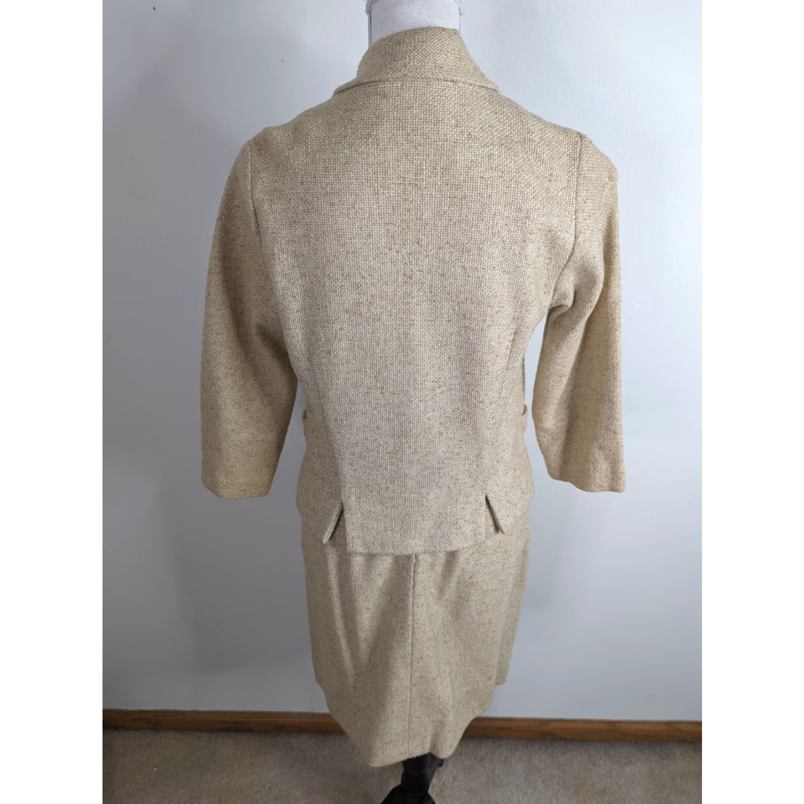 Vintage VINTAGE Beeline 2 Piece Suit Skirt Coat Beige Tweed Women's XS 60s 50s Skirt Suit Womens Linen Lined Beeline Fashion D2 Size 26" / US 2 / IT 38 - 3 Thumbnail