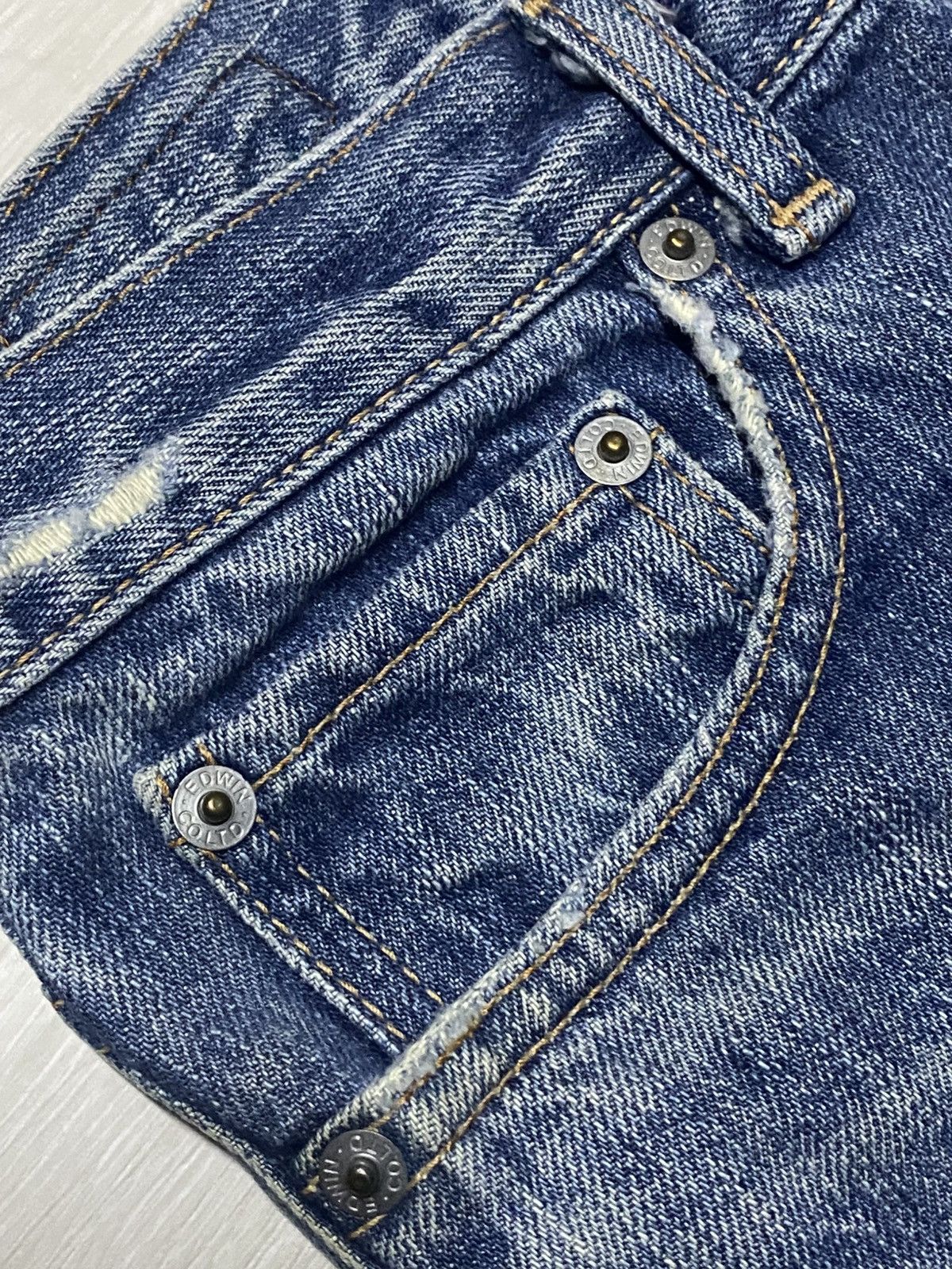 Edwin Vintage Miss Edwin 503 Blue Wash Flare Jeans Size US 30 / EU 46 - 10 Thumbnail