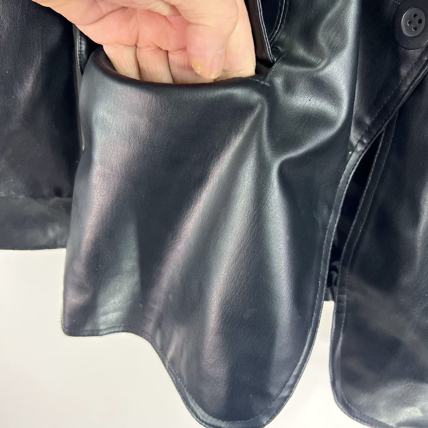 BB Dakota BB Dakota Black Faux Leather Notch Jacket Womens M Blazer Style Lined Pockets Solid Mid-Length Coat Vintage No Size M / US 6-8 / IT 42-44 - 5 Thumbnail