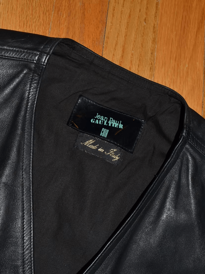 Jean Paul Gaultier c. 1988 'REITLUAG' Leather Biker Vest Size US M / EU 48-50 / 2 - 8 Thumbnail
