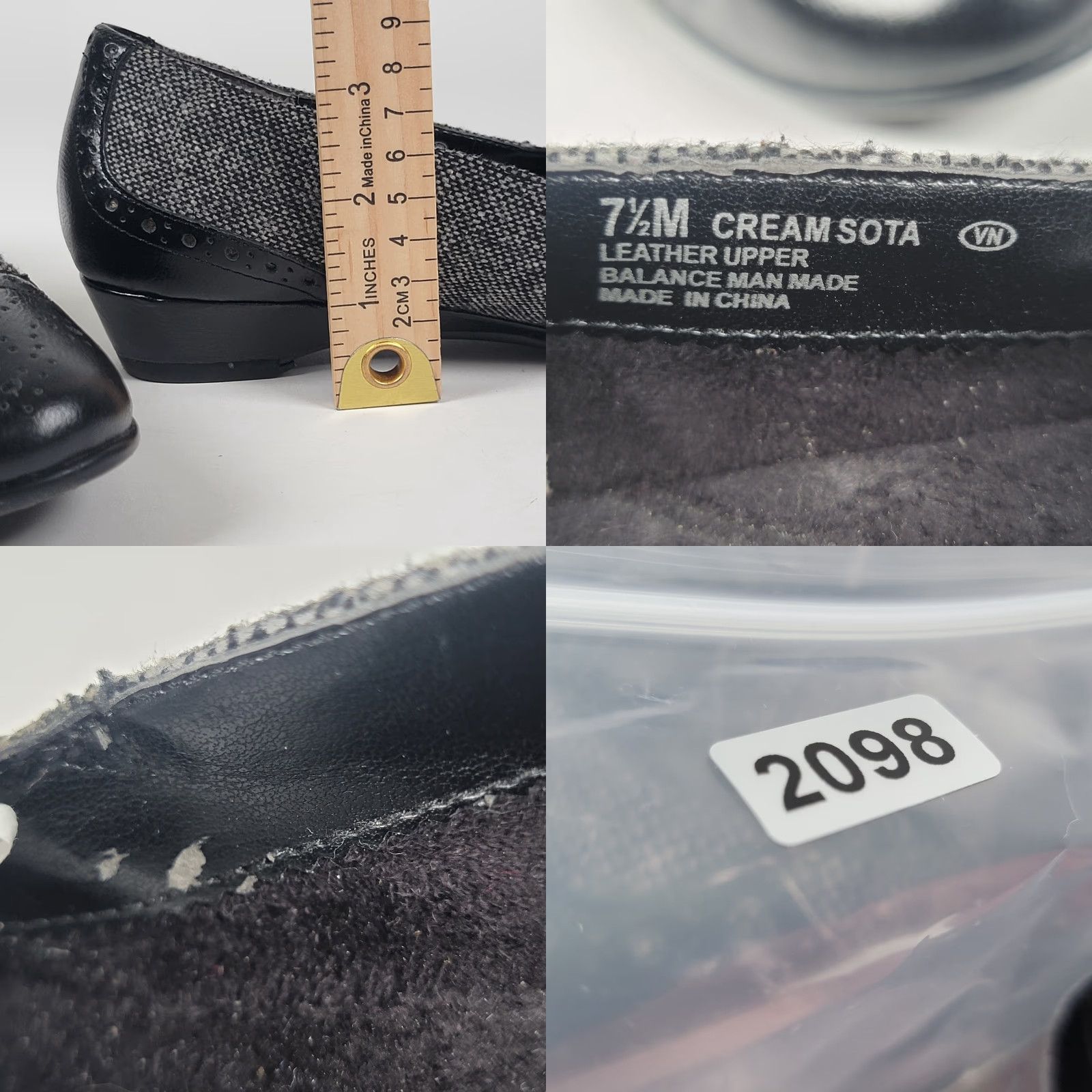 Vintage Aerosoles Women's Loafer Wing Tip Tasseled Sota Cream Black Patent Leather Fabric Slip On Flat Heel Womens 7.5 Comfort Casual Size US 8 / IT 38 - 8 Thumbnail