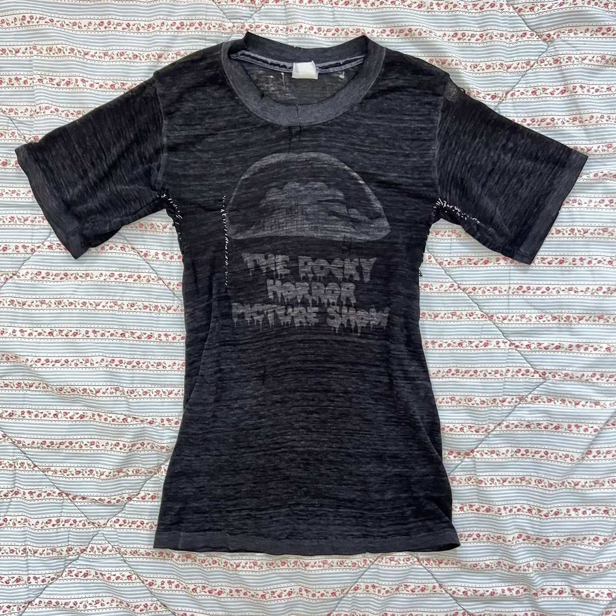 image of Band Tees x Vintage 70's Single Stitch Paperthin Rocky Horror Picture Show Tee in Black, Women's